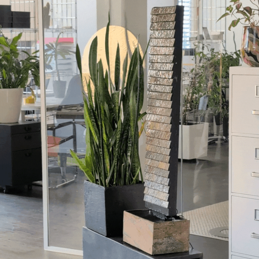 AVA L – Grosse Wasserwand Schiefer 130 cm Braun - CLIMAQUA