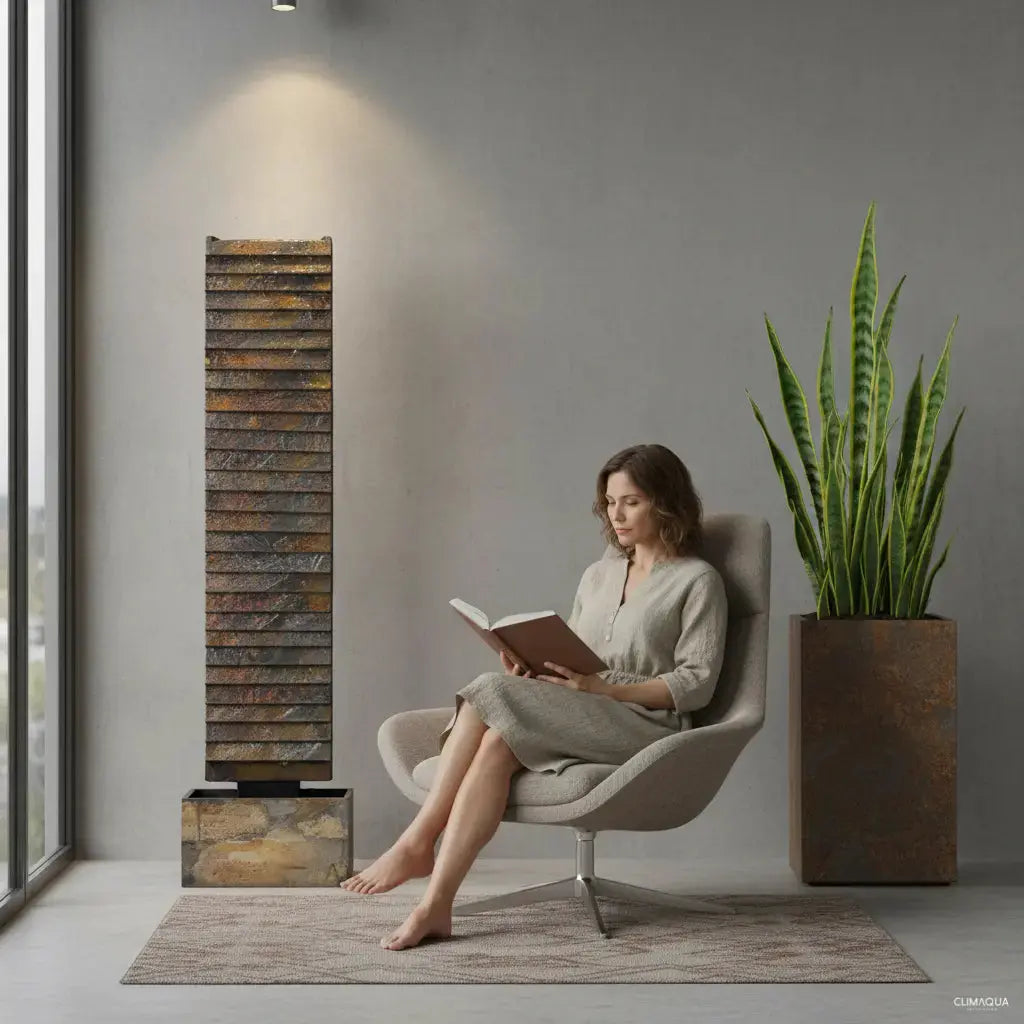 AVA L – Grosse Wasserwand Schiefer 130 cm Braun - CLIMAQUA