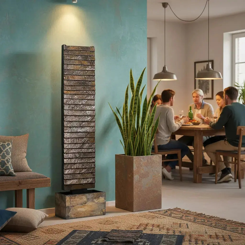 AVA L – Grosse Wasserwand Schiefer 130 cm Braun - CLIMAQUA