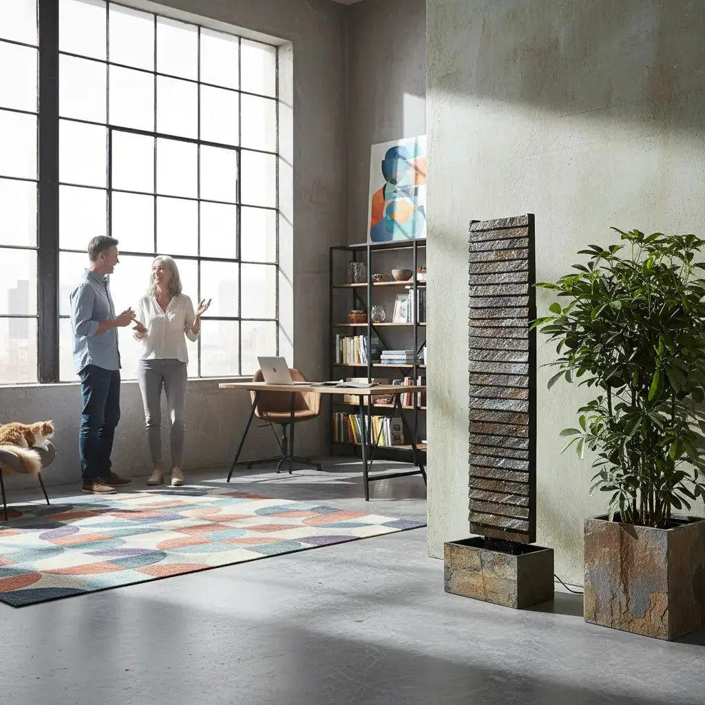 AVA L – Grosse Wasserwand Schiefer 130 cm Braun - CLIMAQUA