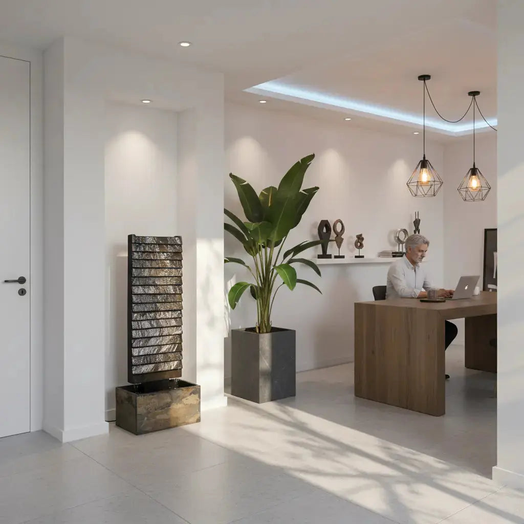 AVA M – Mittelgrosse Wasserwand Schiefer 85 cm Braun - CLIMAQUA