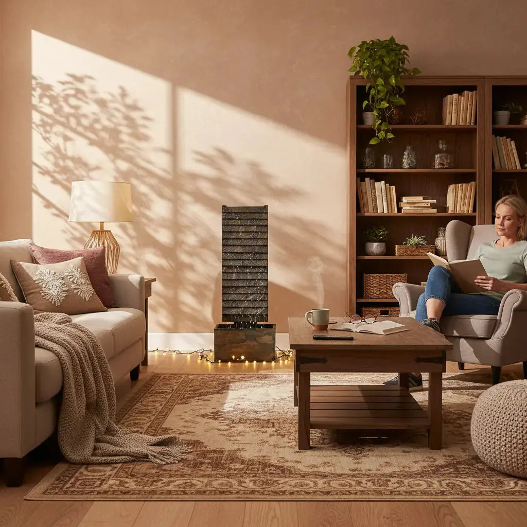 AVA M – Mittelgrosse Wasserwand Schiefer 85 cm Braun - CLIMAQUA