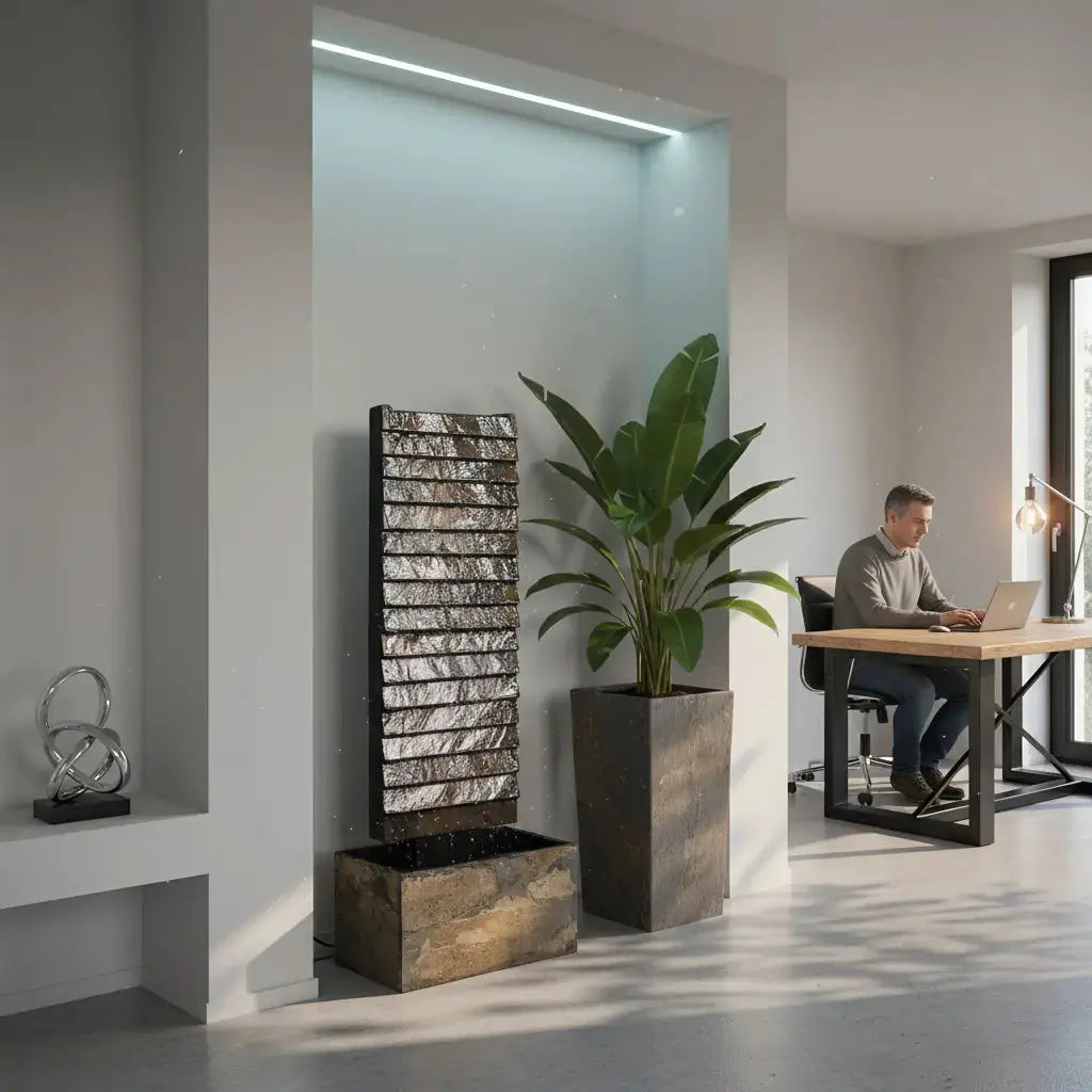 AVA M – Mittelgrosse Wasserwand Schiefer 85 cm Braun - CLIMAQUA