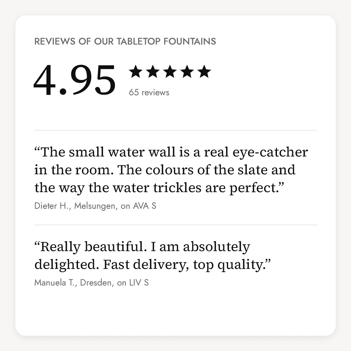 Reviews of our tabletop fountains