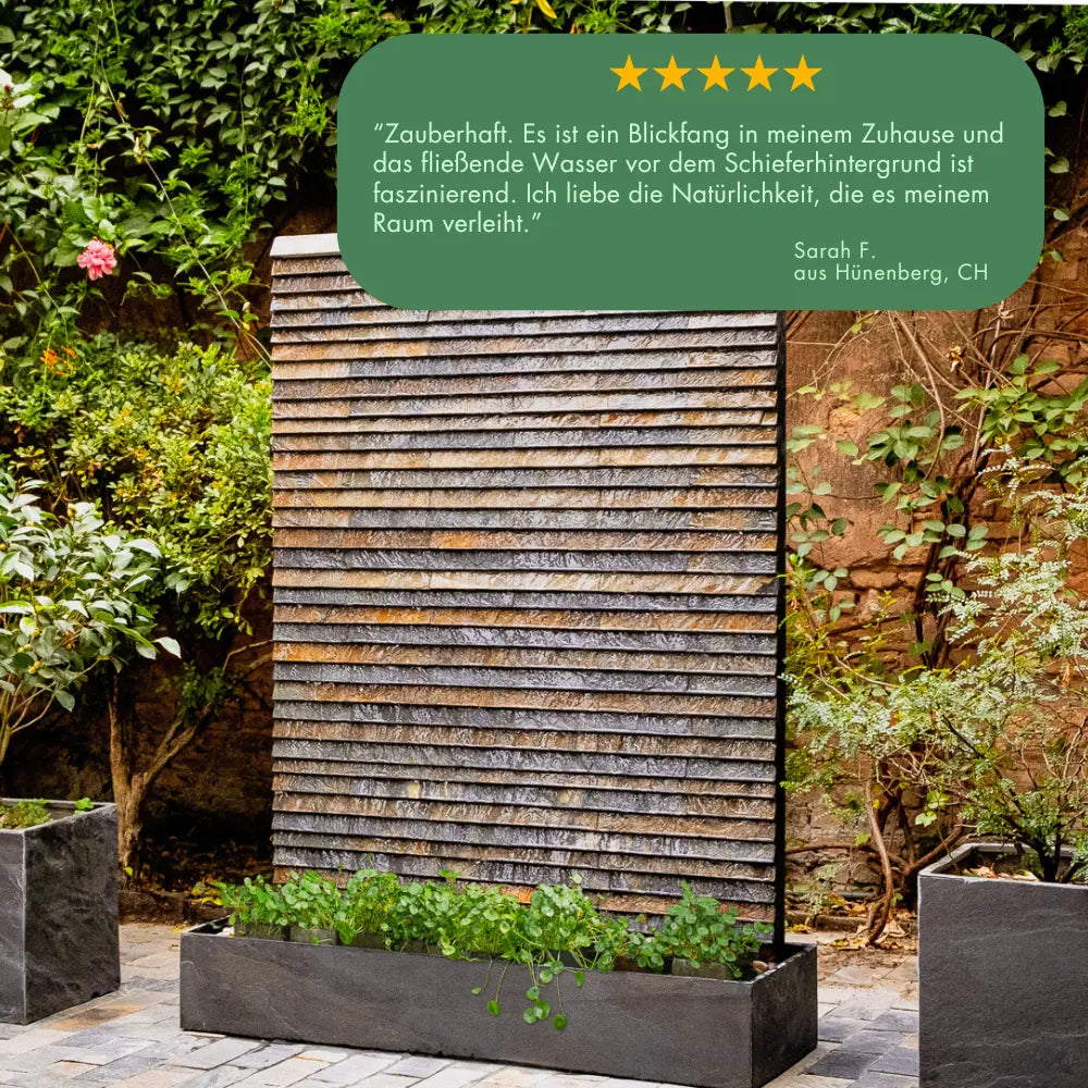 AVA WALL XXL – Luxuriöse Wasserwand Schiefer Braun 160 cm - CLIMAQUA