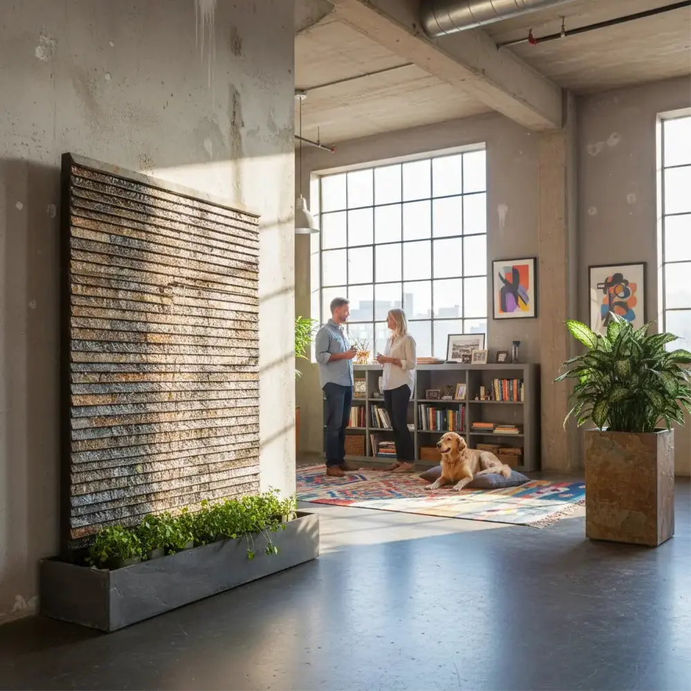 AVA WALL XXL – Luxuriöse Wasserwand Schiefer Braun 160 cm - CLIMAQUA