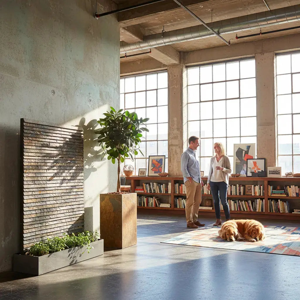 AVA WALL XXL – Luxuriöse Wasserwand Schiefer Braun 160 cm - CLIMAQUA