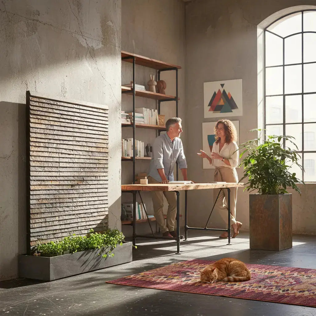 AVA WALL XXL – Luxuriöse Wasserwand Schiefer Braun 160 cm - CLIMAQUA