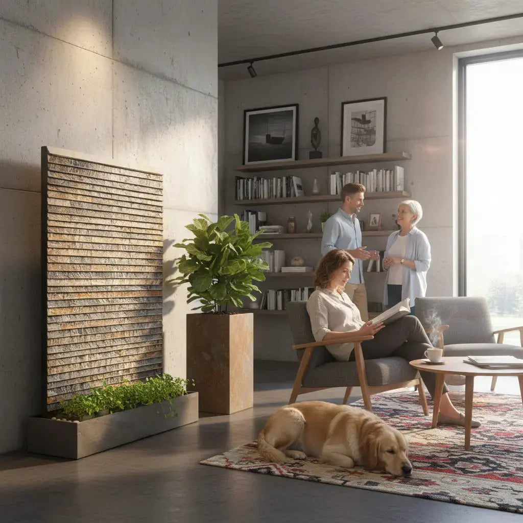 AVA WALL XXL – Luxuriöse Wasserwand Schiefer Braun 160 cm - CLIMAQUA