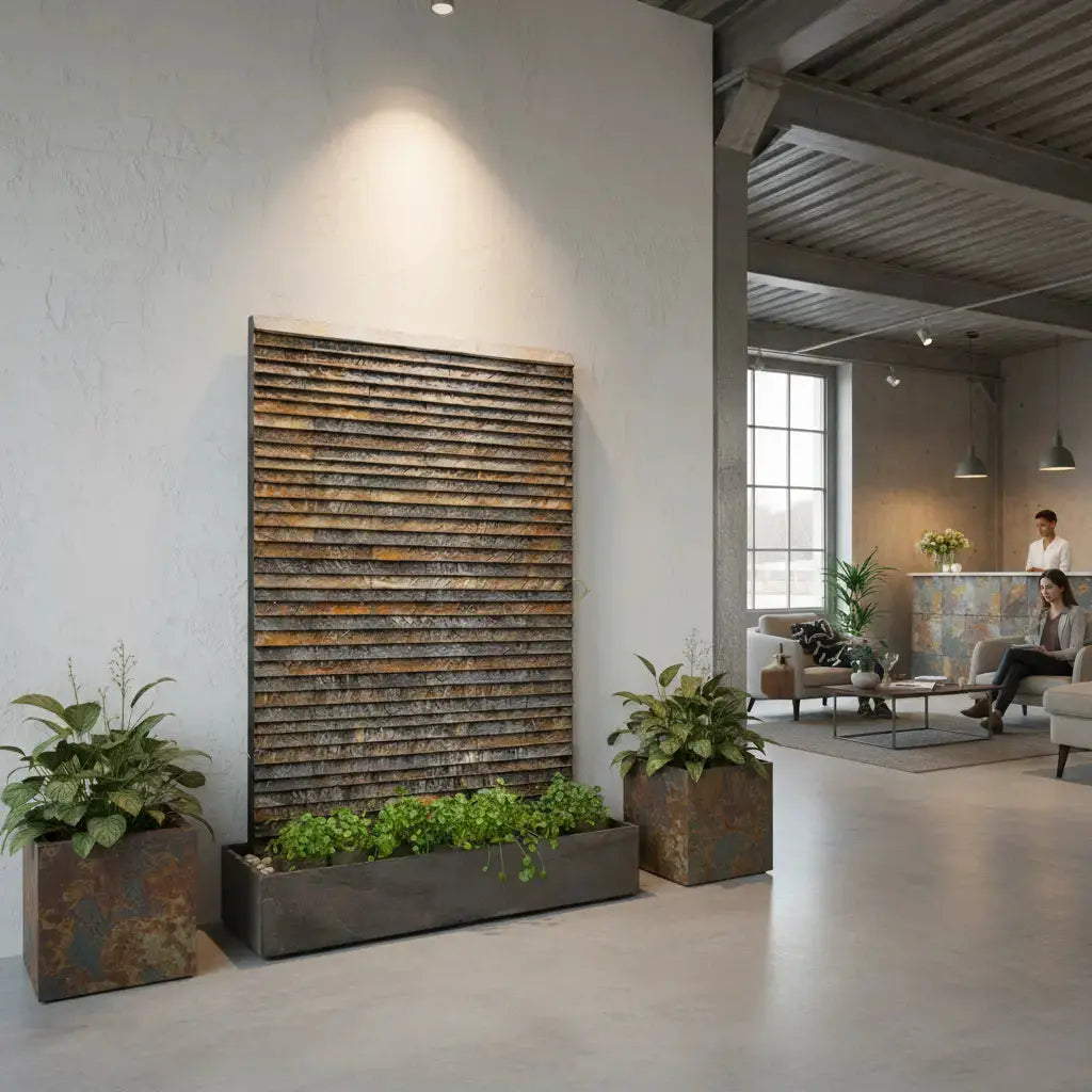 AVA WALL XXL – Luxuriöse Wasserwand Schiefer Braun 160 cm - CLIMAQUA