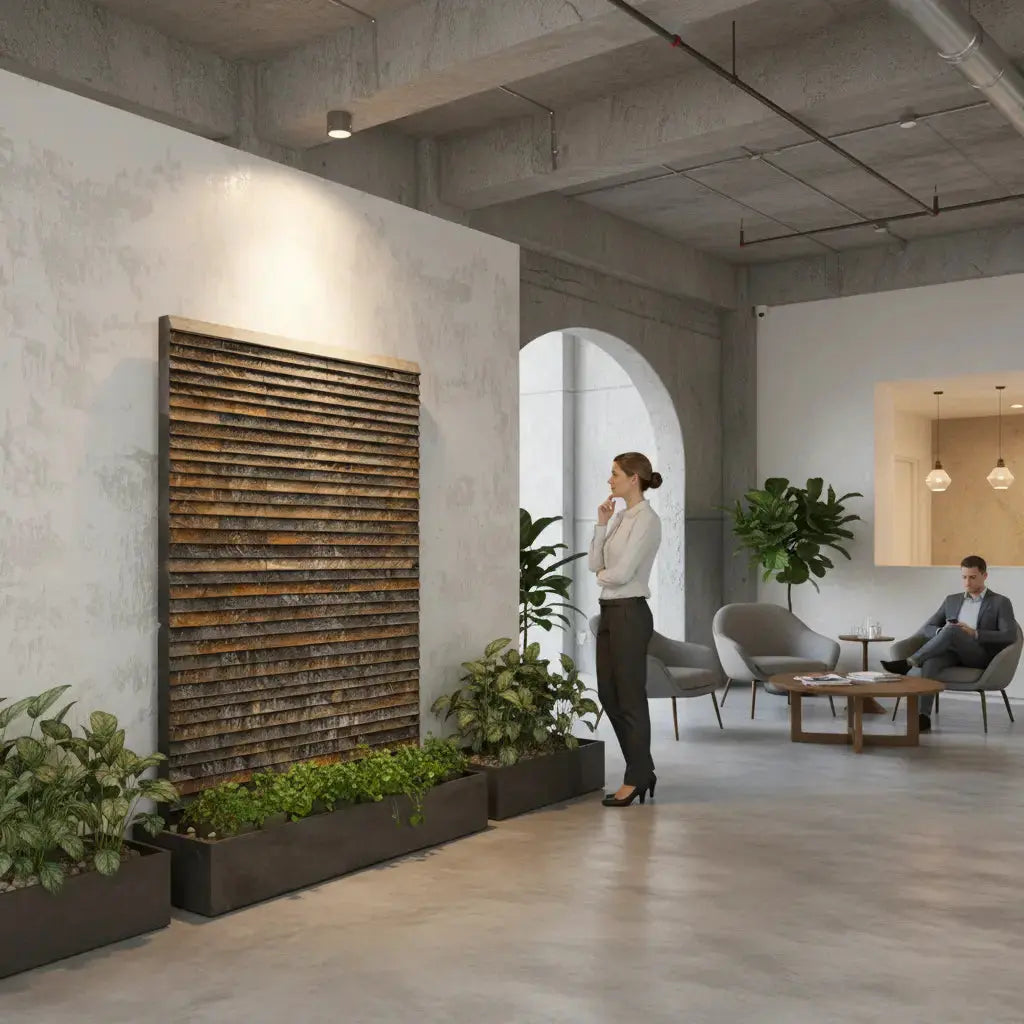 AVA WALL XXL – Luxuriöse Wasserwand Schiefer Braun 160 cm - CLIMAQUA