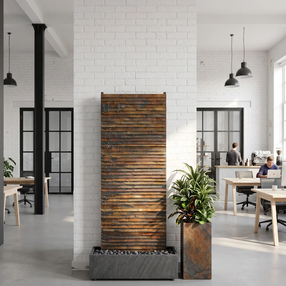 AVA GRANDE – Premium slate water wall, Rusty, indoor/outdoor, 80×38×180 cm