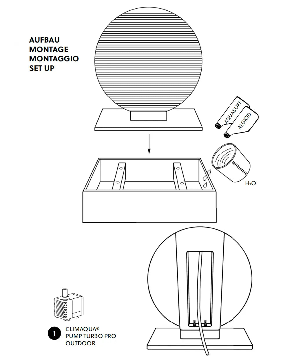 AYO L – Grosser Zen Brunnen Kreis aus Schiefer Schwarz - CLIMAQUA