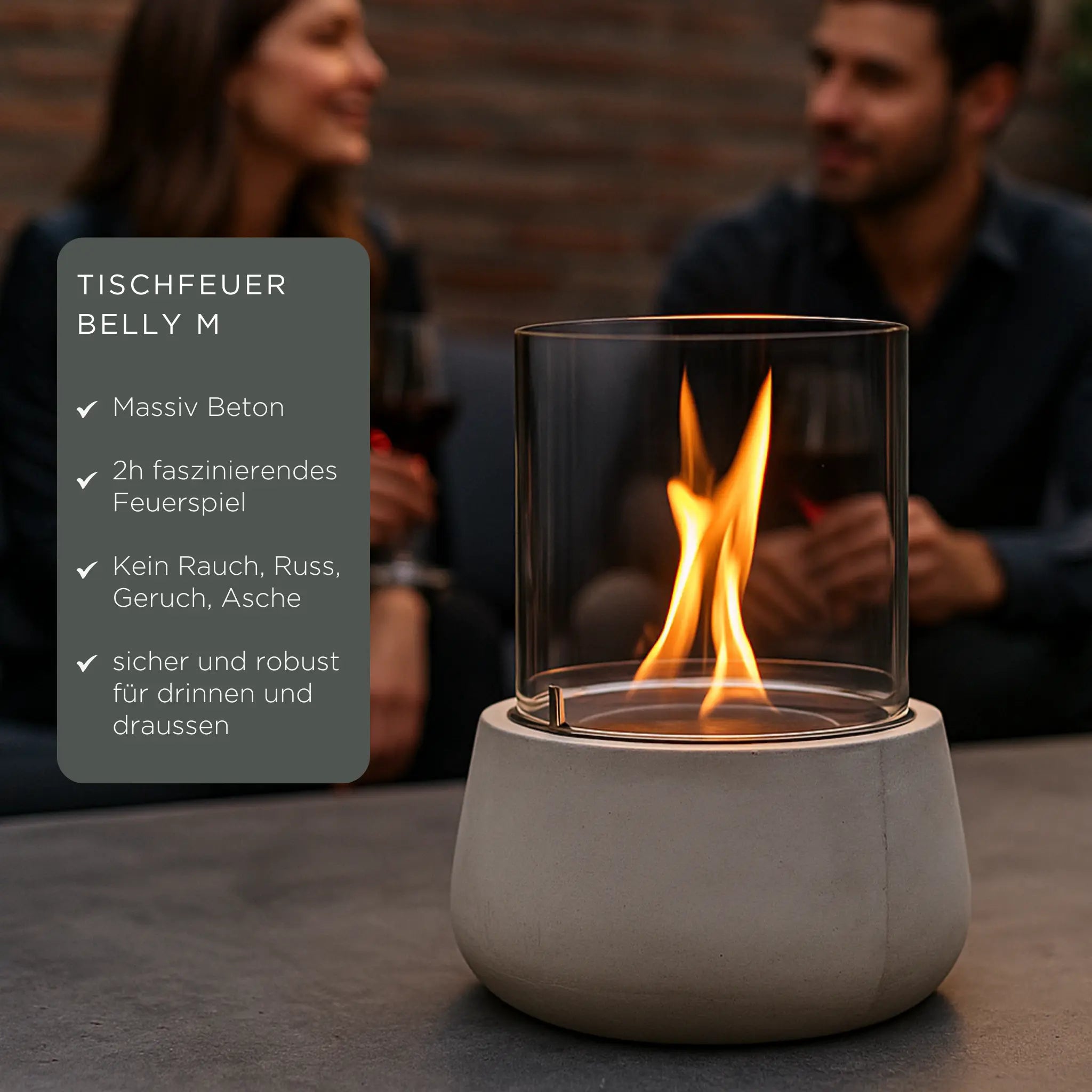 BELLY M – Beton Tischkamin Indoor - CLIMAQUA