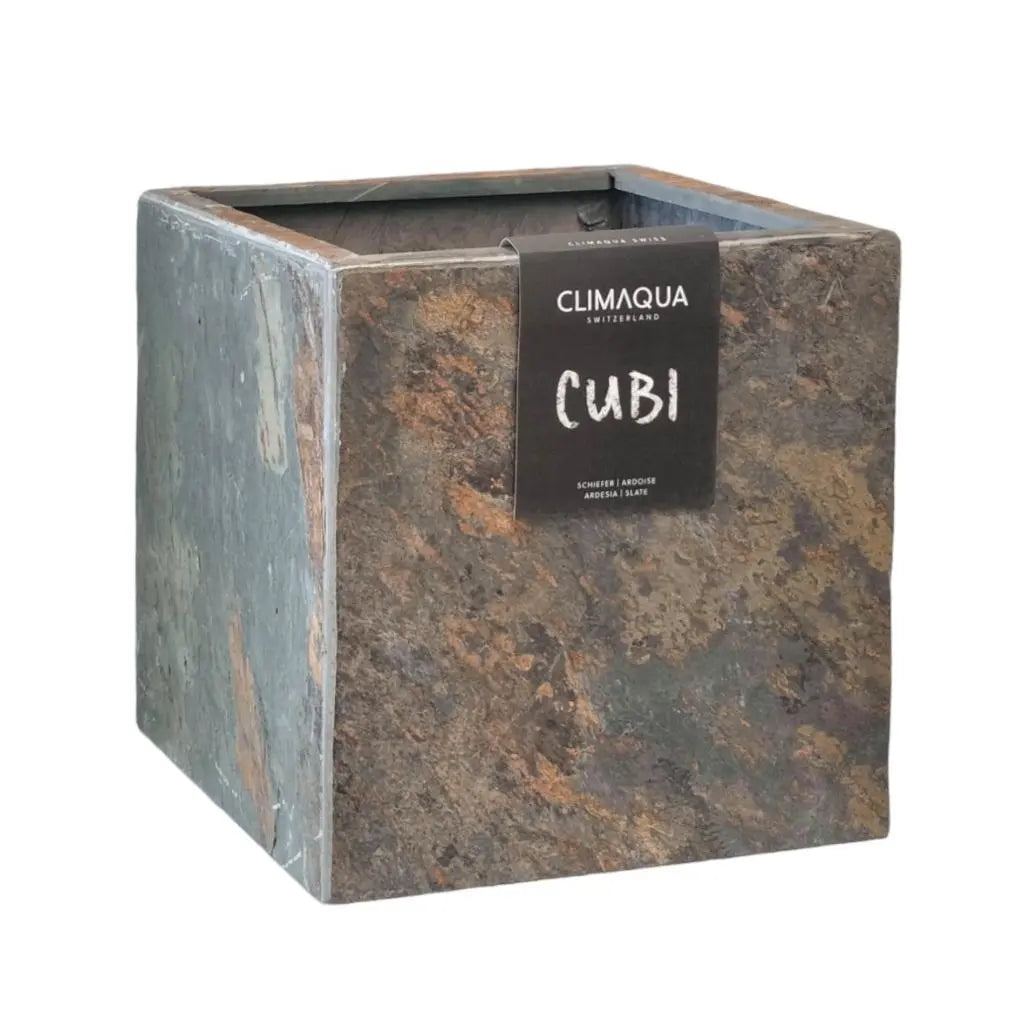 Blumentopf Eckig Outdoor 30 cm Schiefer Braun CUBI 30 Rusty - CLIMAQUA