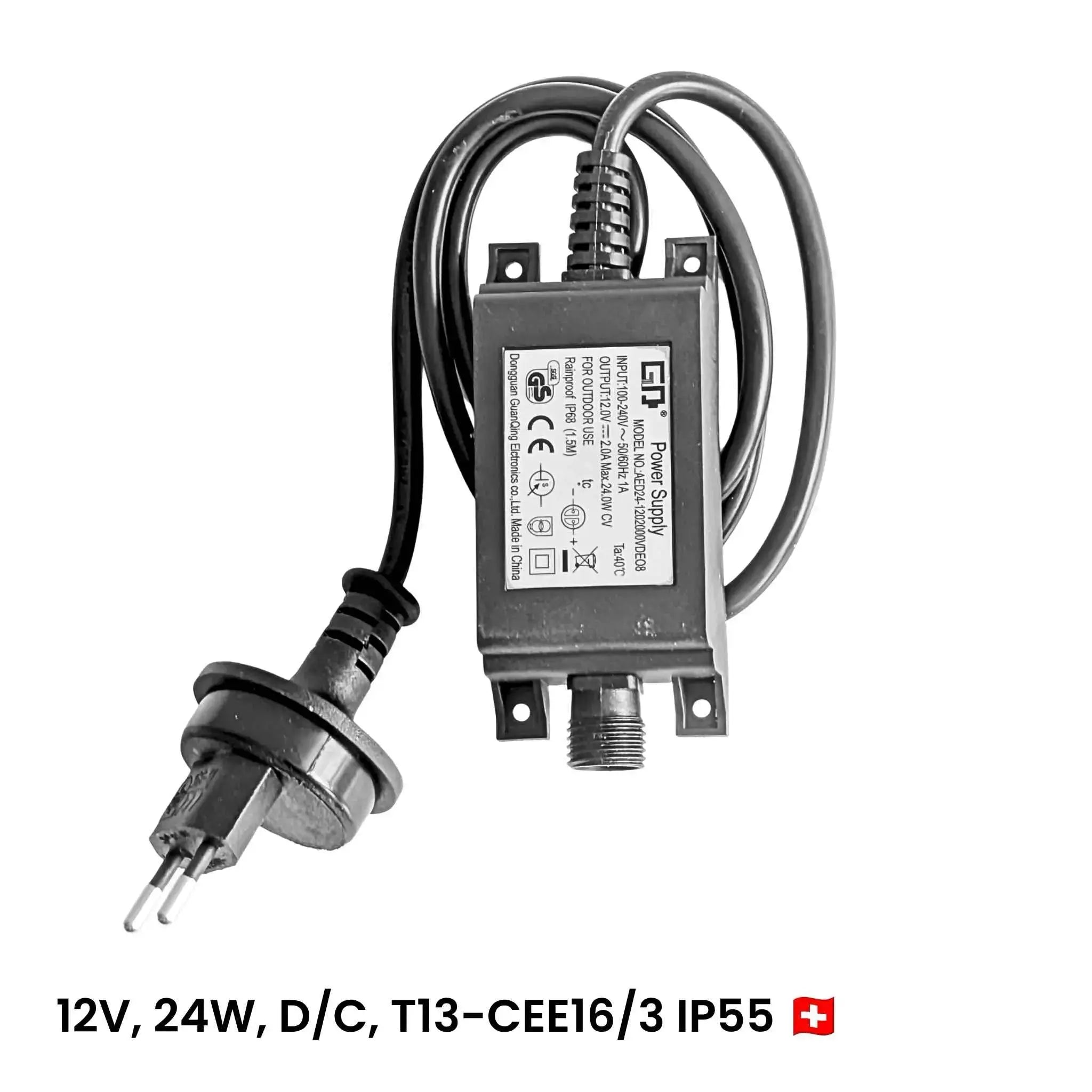CLIMAQUA Netzstecker 12V, 24W TRAFO CH-IP55 🇨🇭 - CLIMAQUA