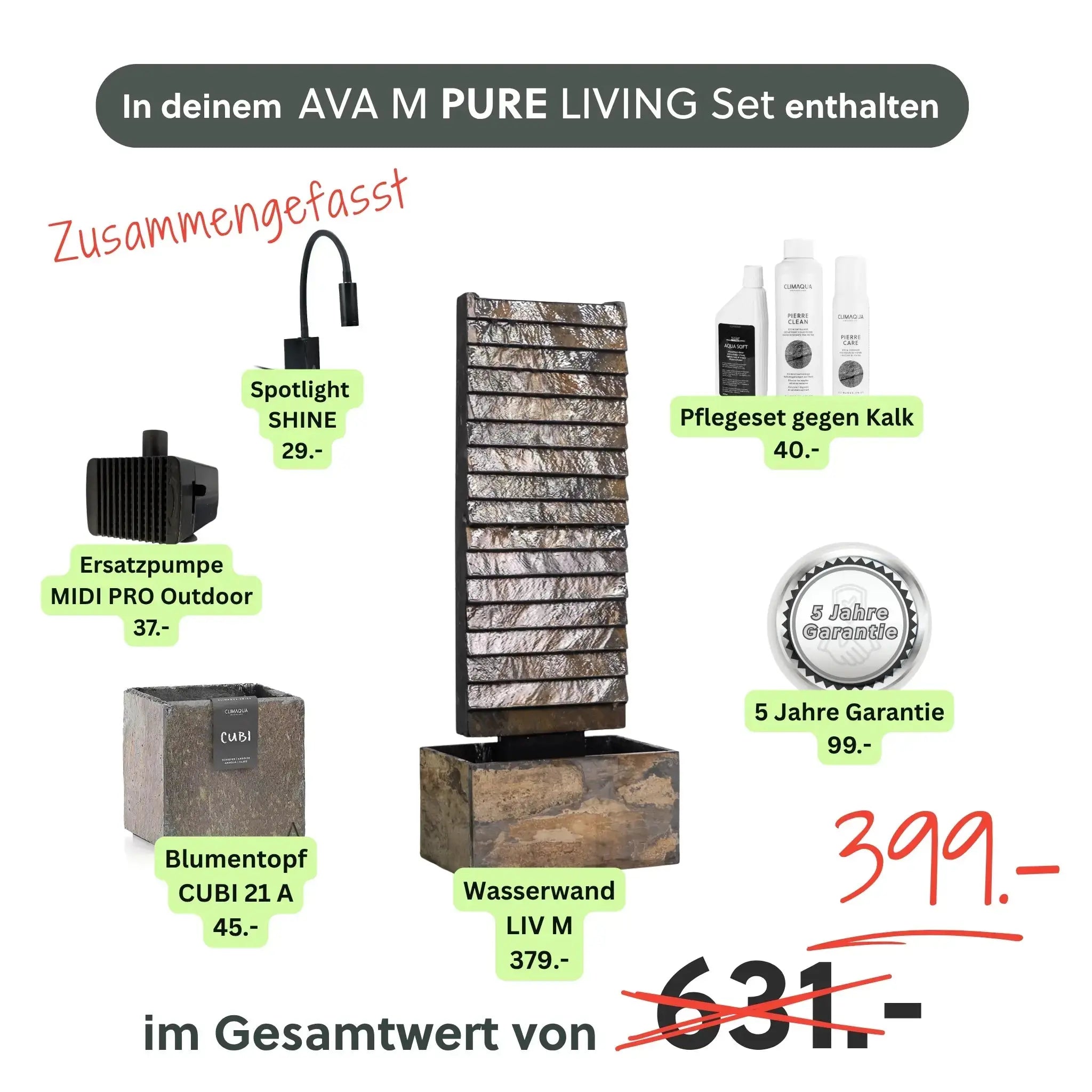 Wasserwand AVA M PURE LIVING Set - CLIMAQUA
