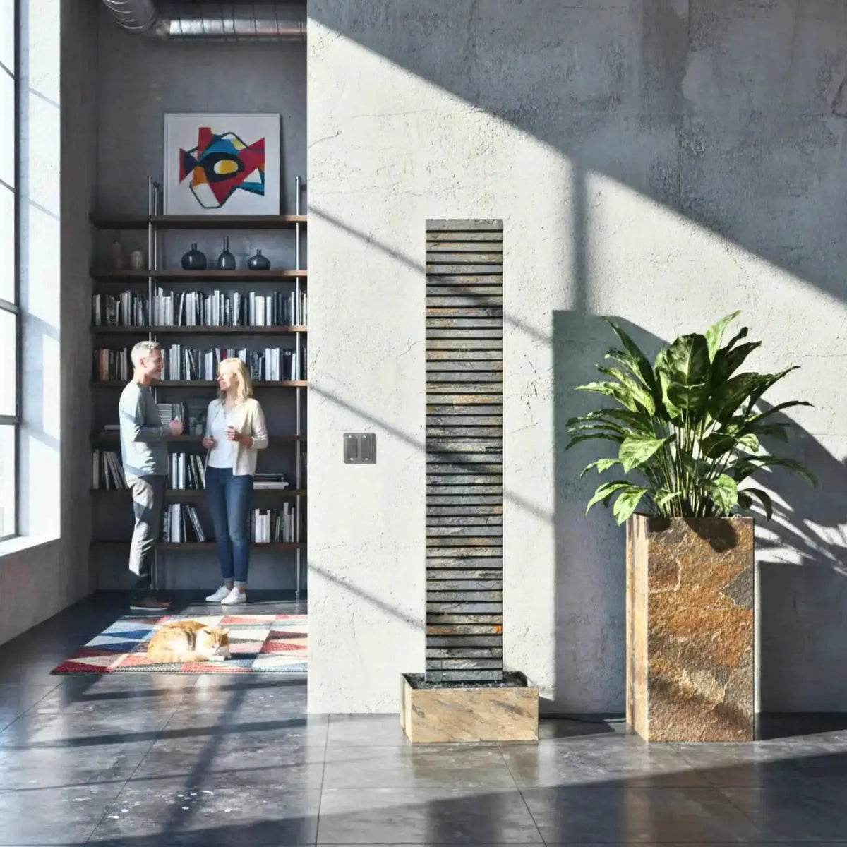 AVA XL DREAM LIVING Set – Wasserwand AVA XL als Raumteiler in einem modernen Büro - CLIMAQUA (KI-Inhalte)