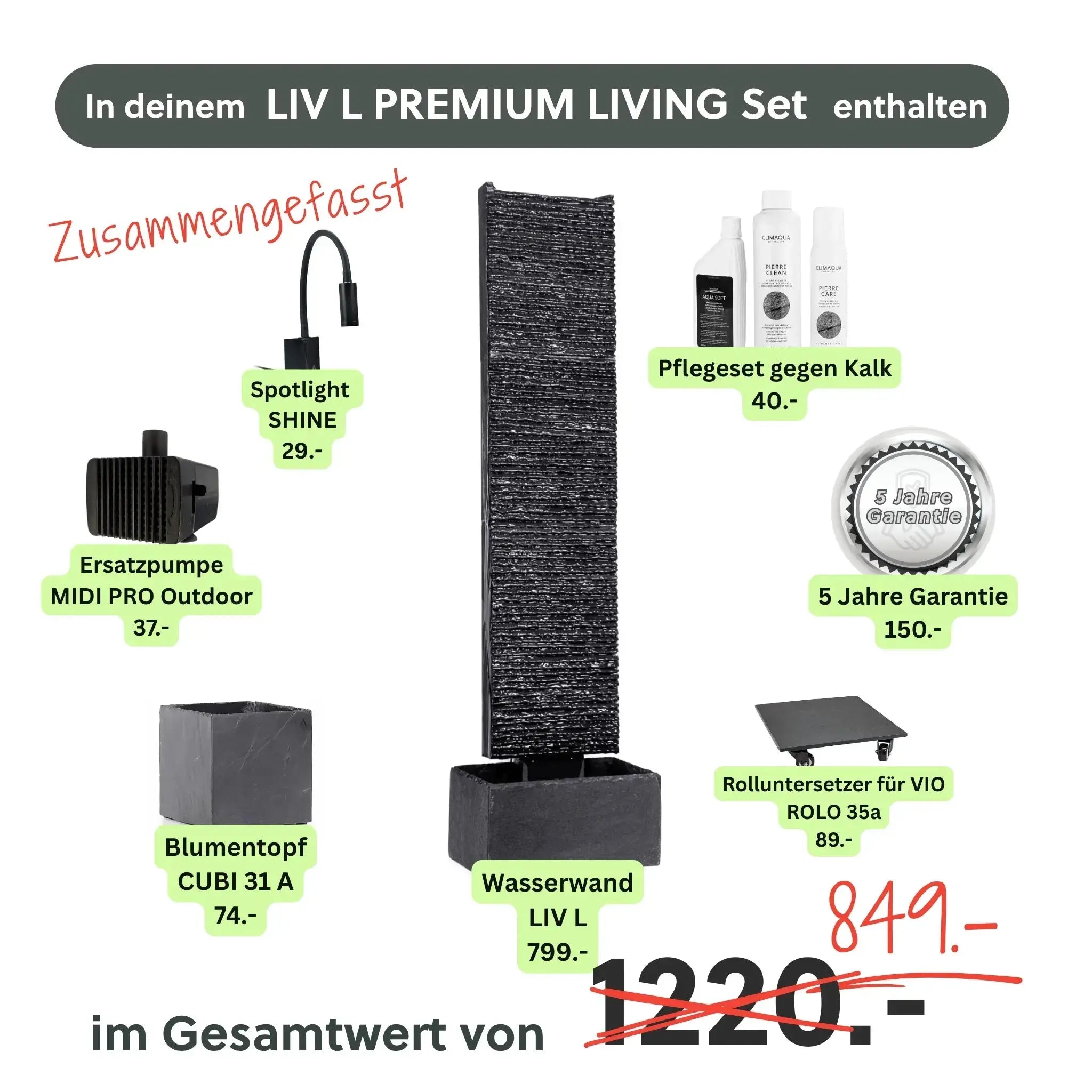 Wasserwand Set LIV L PREMIUM LIVING - CLIMAQUA