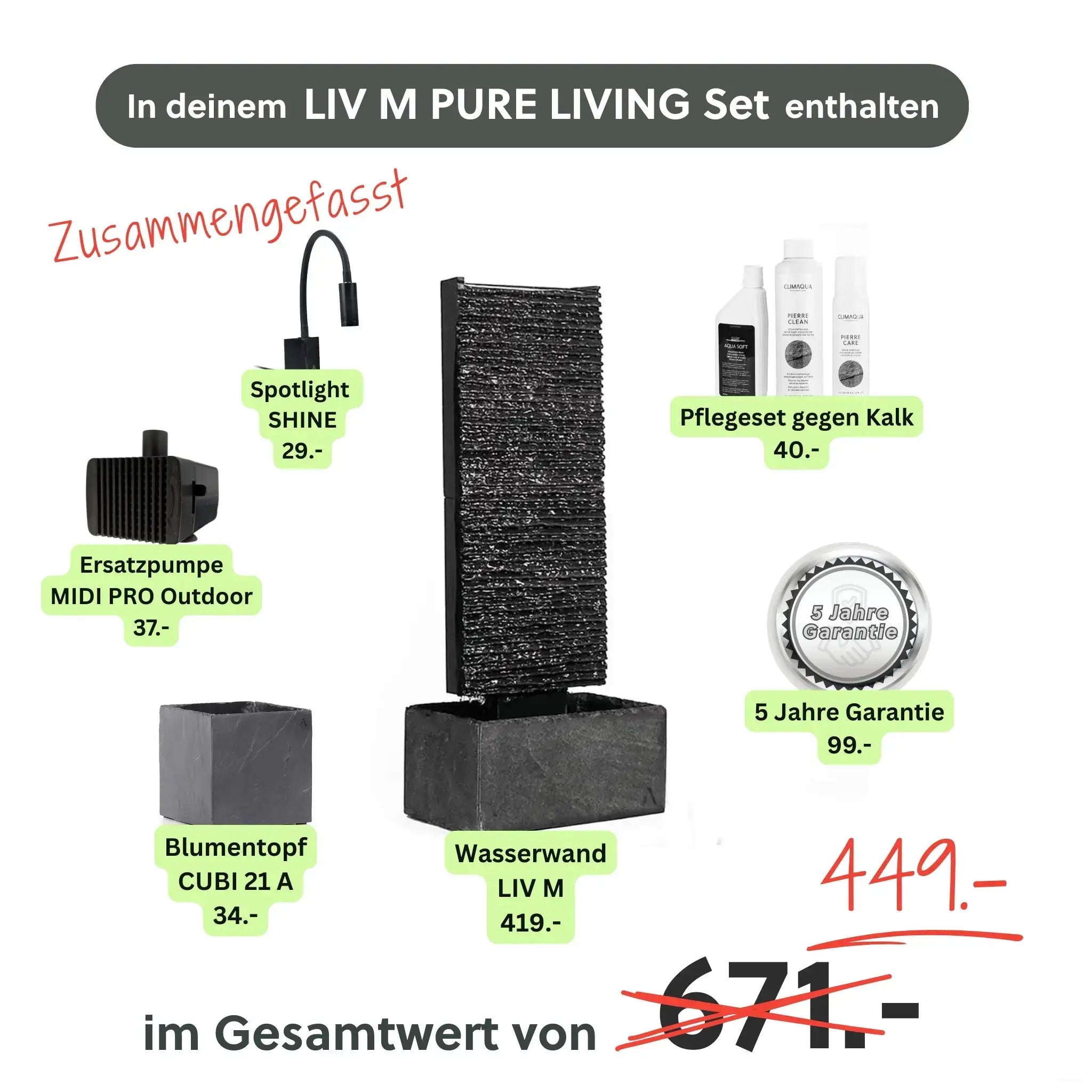 Brunnen Set LIV M LIVING PURE - CLIMAQUA
