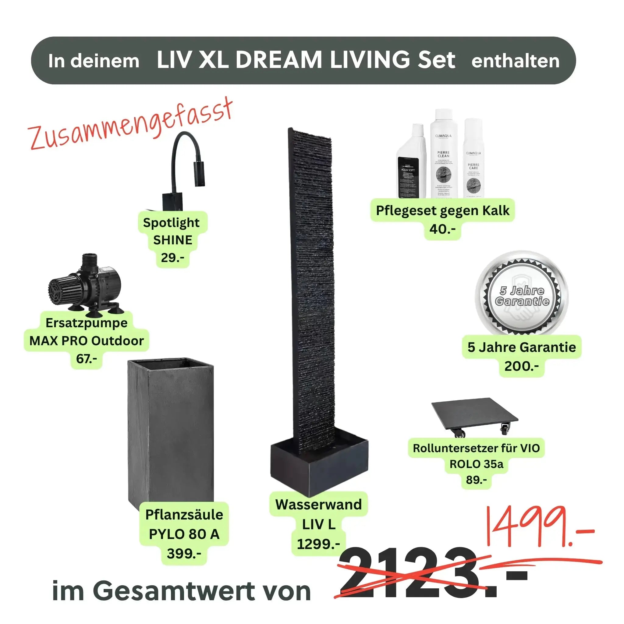 Wasserwand Set LIV XL DREAM LIVING - CLIMAQUA