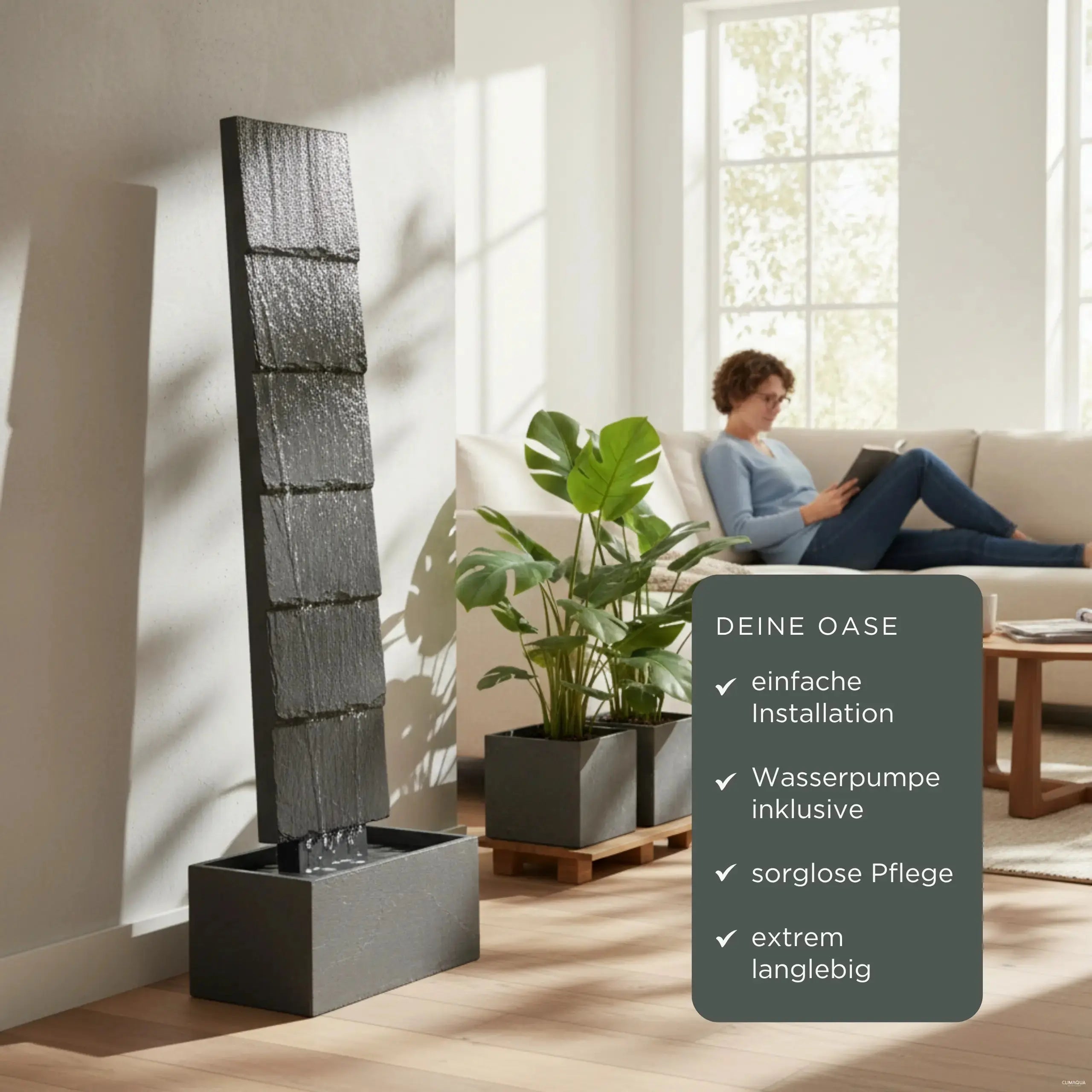 CLIMAQUA Fountains Waterwall VIO L Anthracite - CLIMAQUA