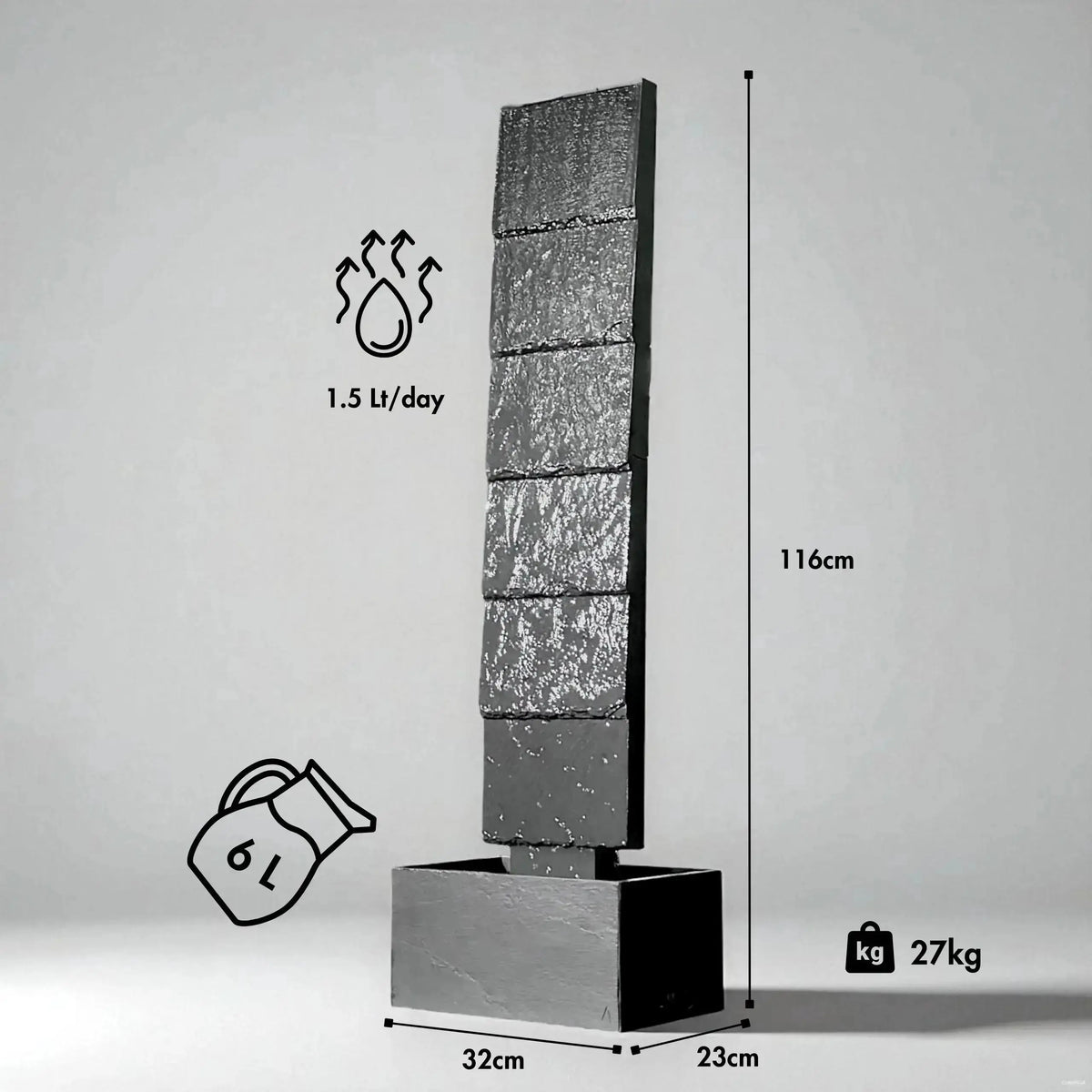 CLIMAQUA Fountains Waterwall VIO L Anthracite - CLIMAQUA