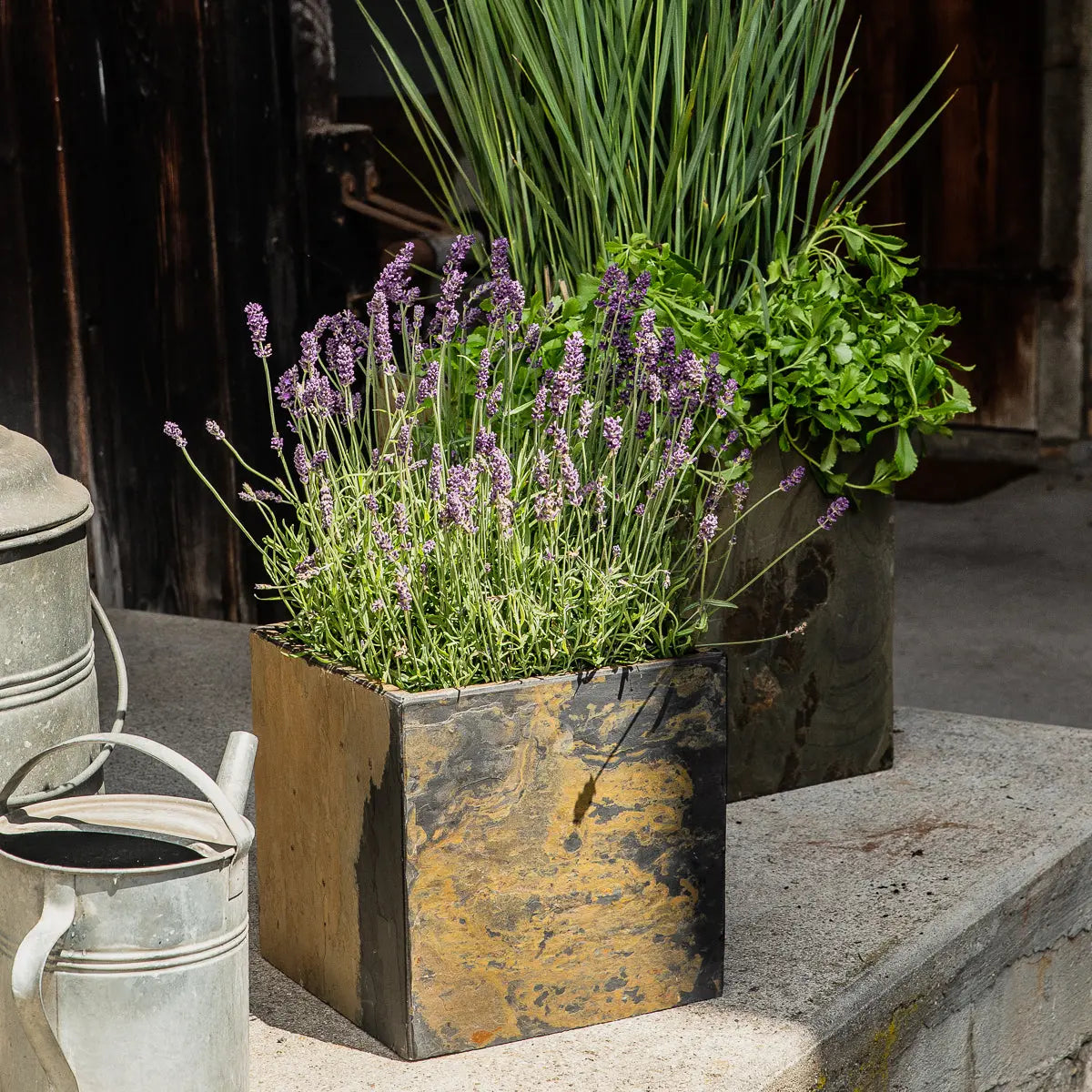 CUBI 30 Rusty – Blumentopf Eckig Outdoor 29x29x29 cm Schiefer Braun - CLIMAQUA