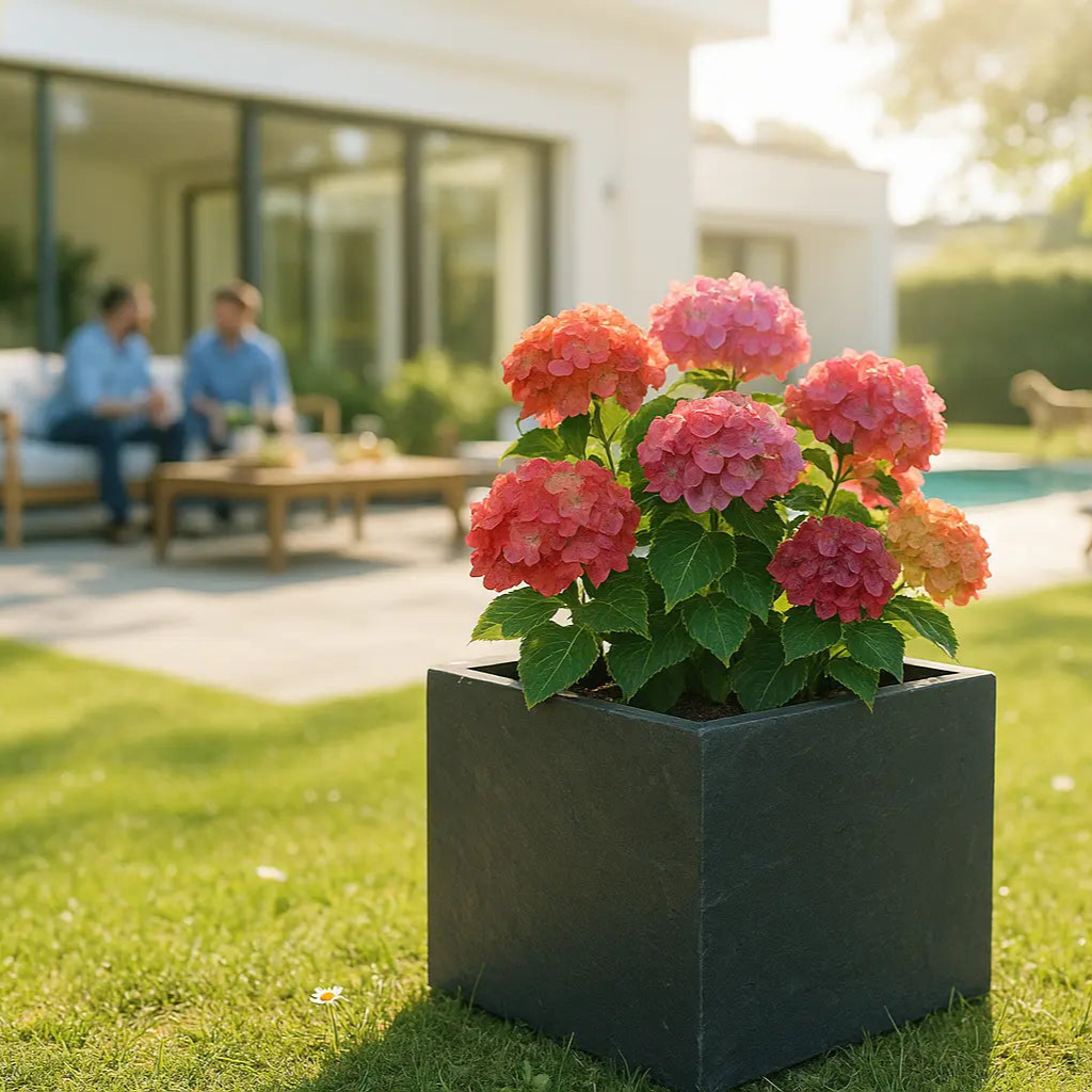 CUBI 40 Anthrazit – Pflanzgefäss Eckig 40x40x40 cm Schiefer Schwarz - CLIMAQUA