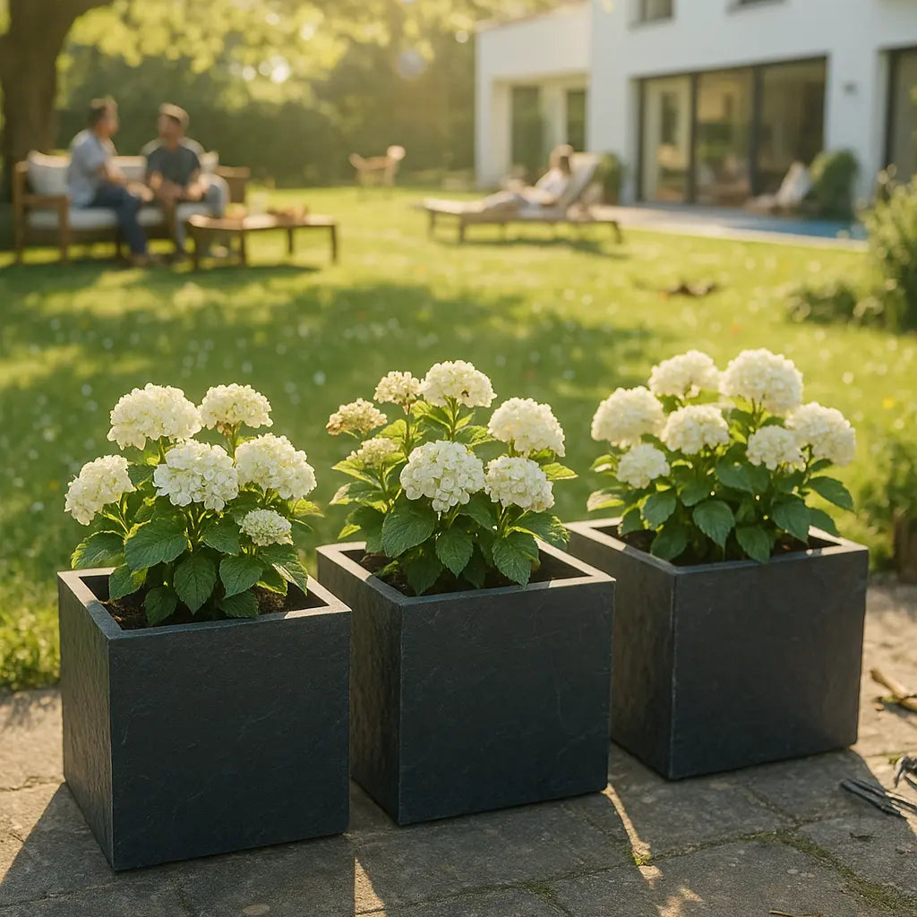 CUBI 40 Anthrazit – Pflanzgefäss Eckig 40x40x40 cm Schiefer Schwarz - CLIMAQUA