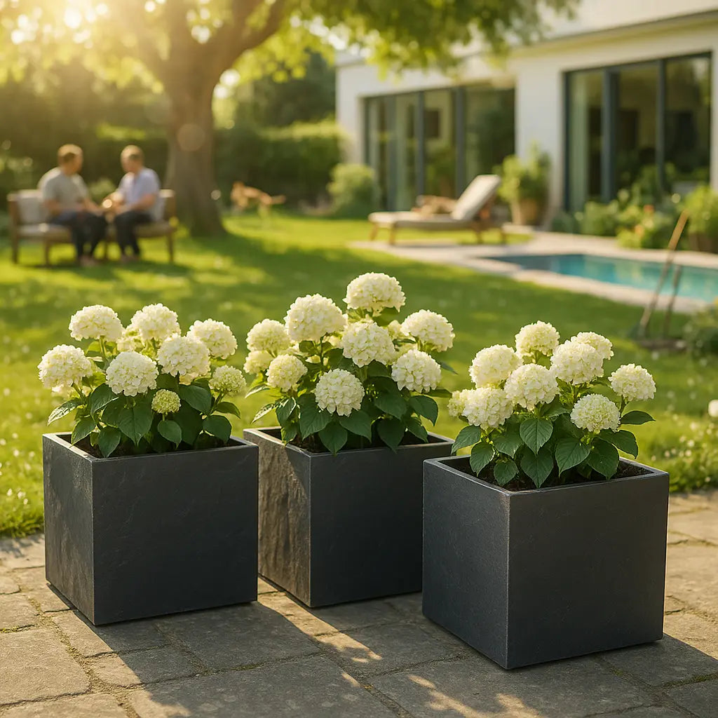 CUBI 40 Anthrazit – Pflanzgefäss Eckig 40x40x40 cm Schiefer Schwarz - CLIMAQUA