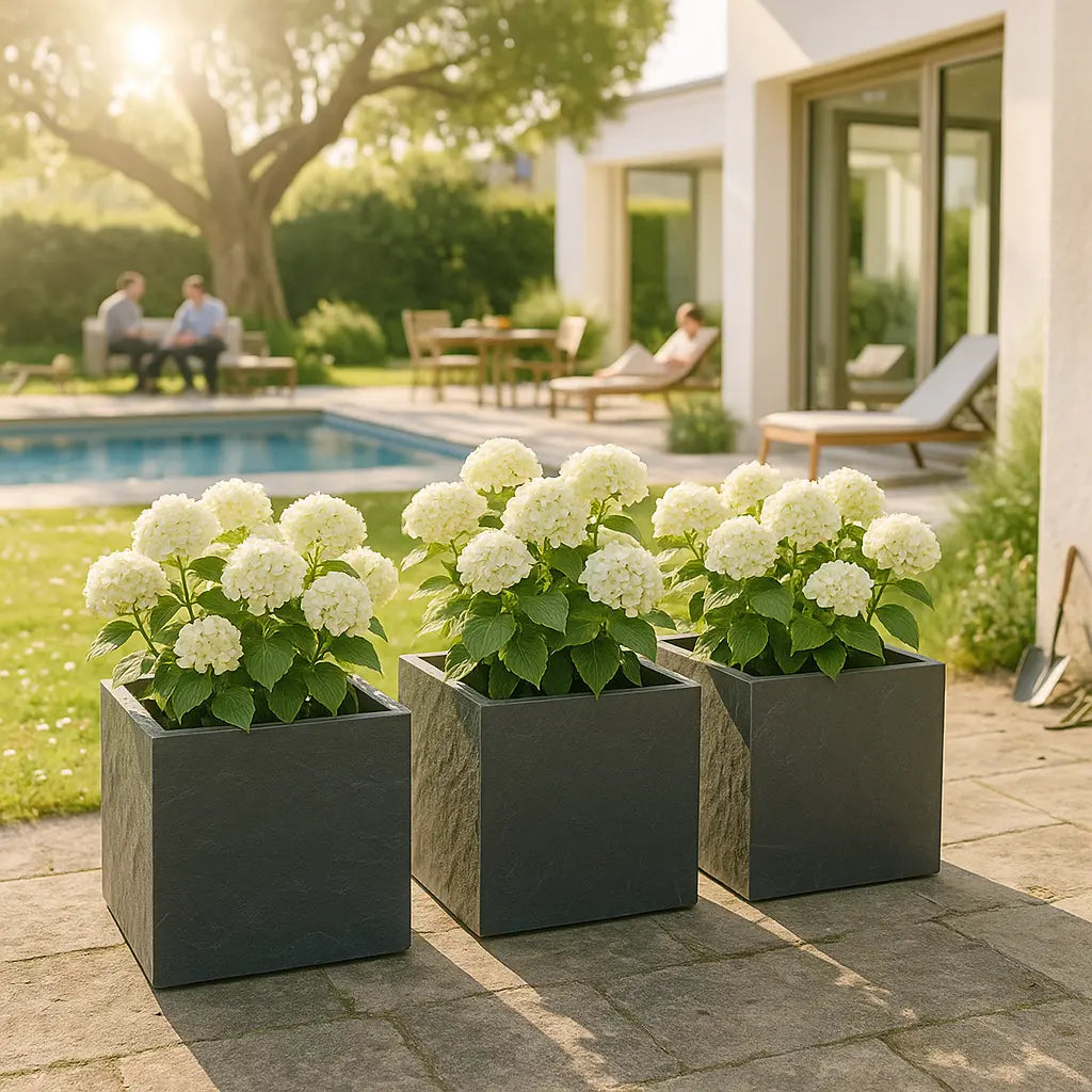 CUBI 40 Anthrazit – Pflanzgefäss Eckig 40x40x40 cm Schiefer Schwarz - CLIMAQUA