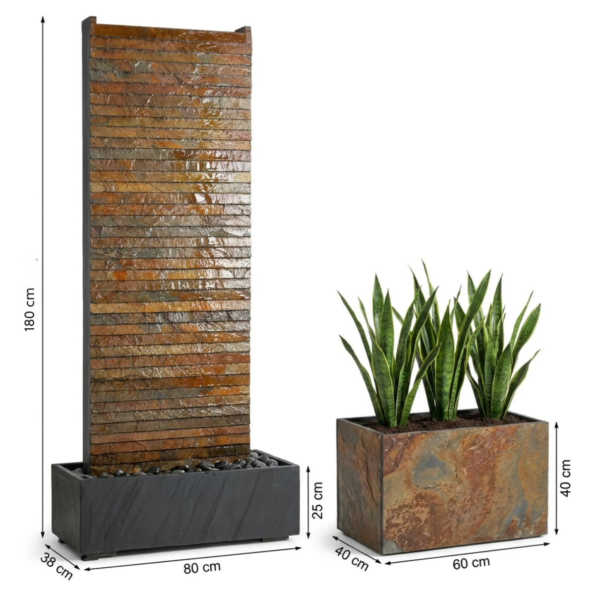 Exklusive XXL Wasserwand 180cm echt Schiefer – AVA GRANDE DREAM SET