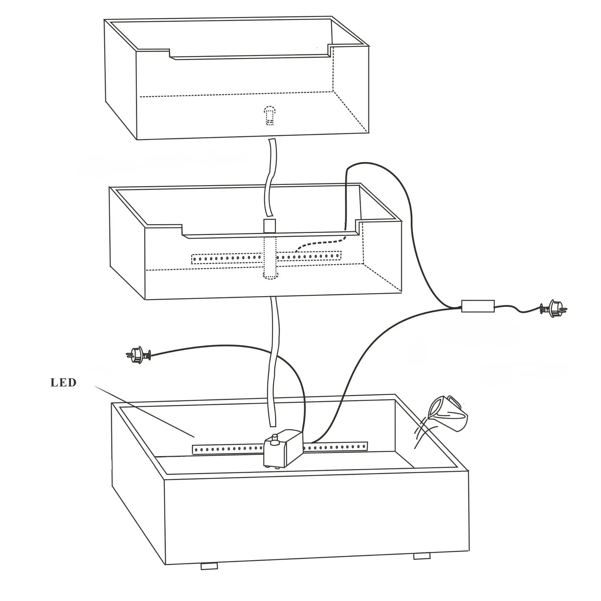 FIJI Falls – Gartenbrunnen mit zweifachem Wasserfall und warmweisser Belechtung - CLIMAQUA