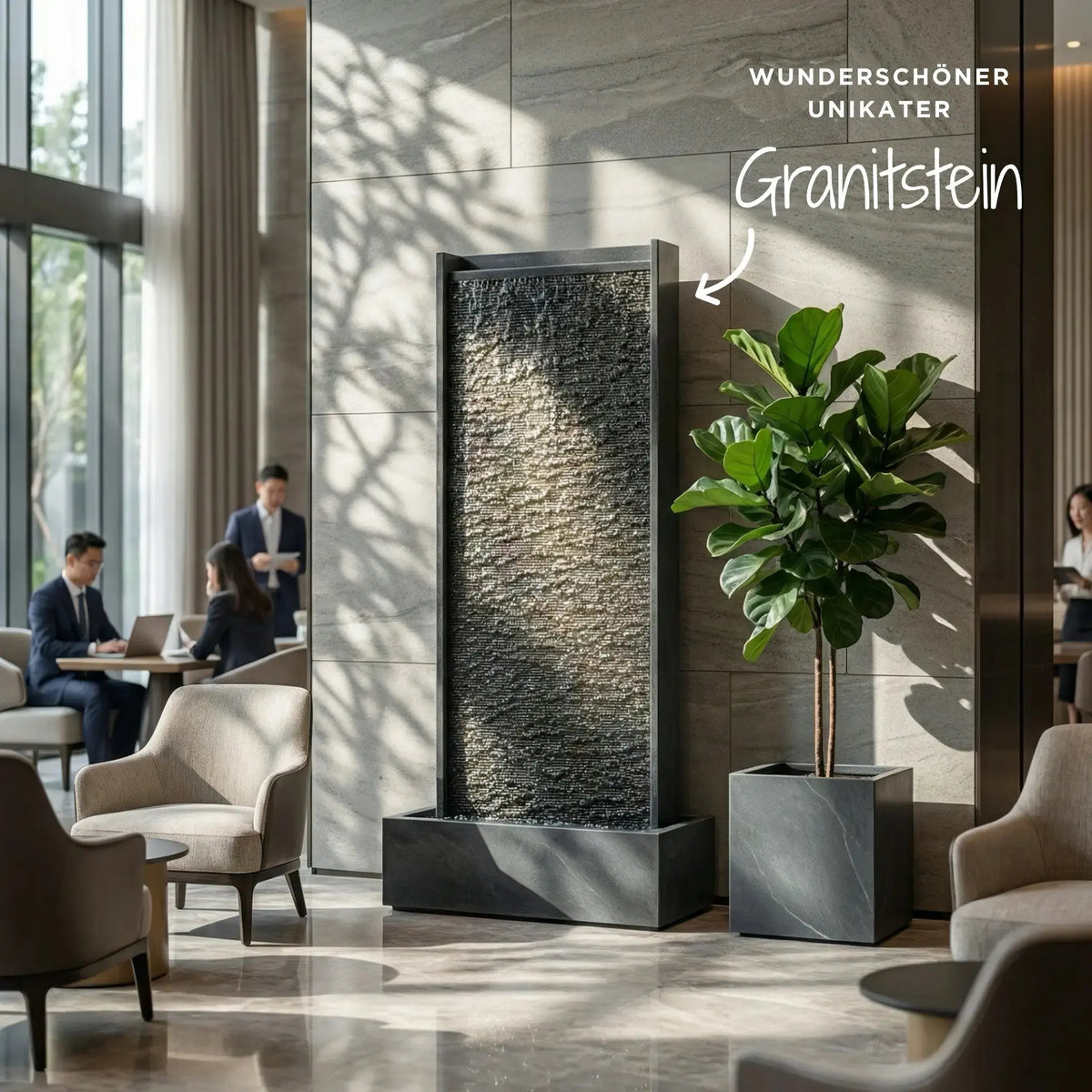 HARMONY – grosse Premium Wasserwand Granitstein, Indoor/Outdoor, 60×40×180 cm - CLIMAQUA (KI-Inhalte)