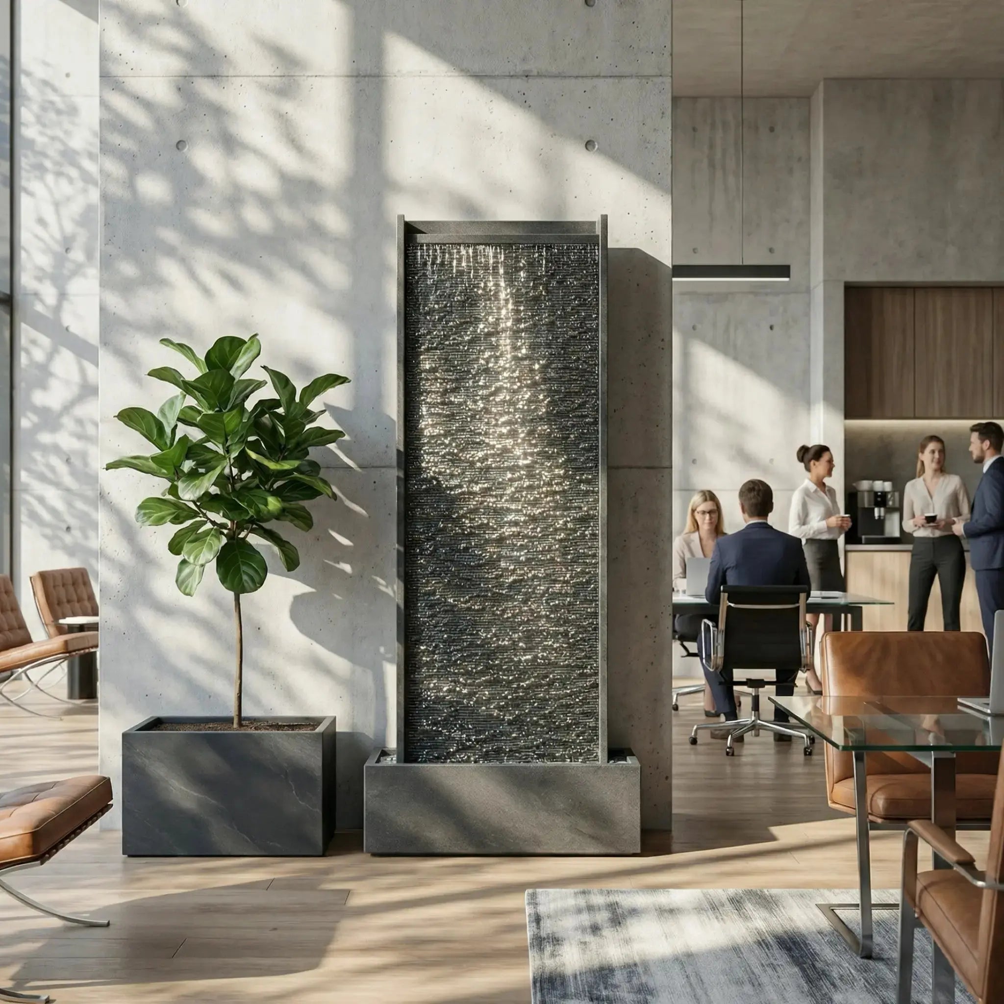 HARMONY – grosse Premium Wasserwand Granitstein, Indoor/Outdoor, 60×40×180 cm - CLIMAQUA