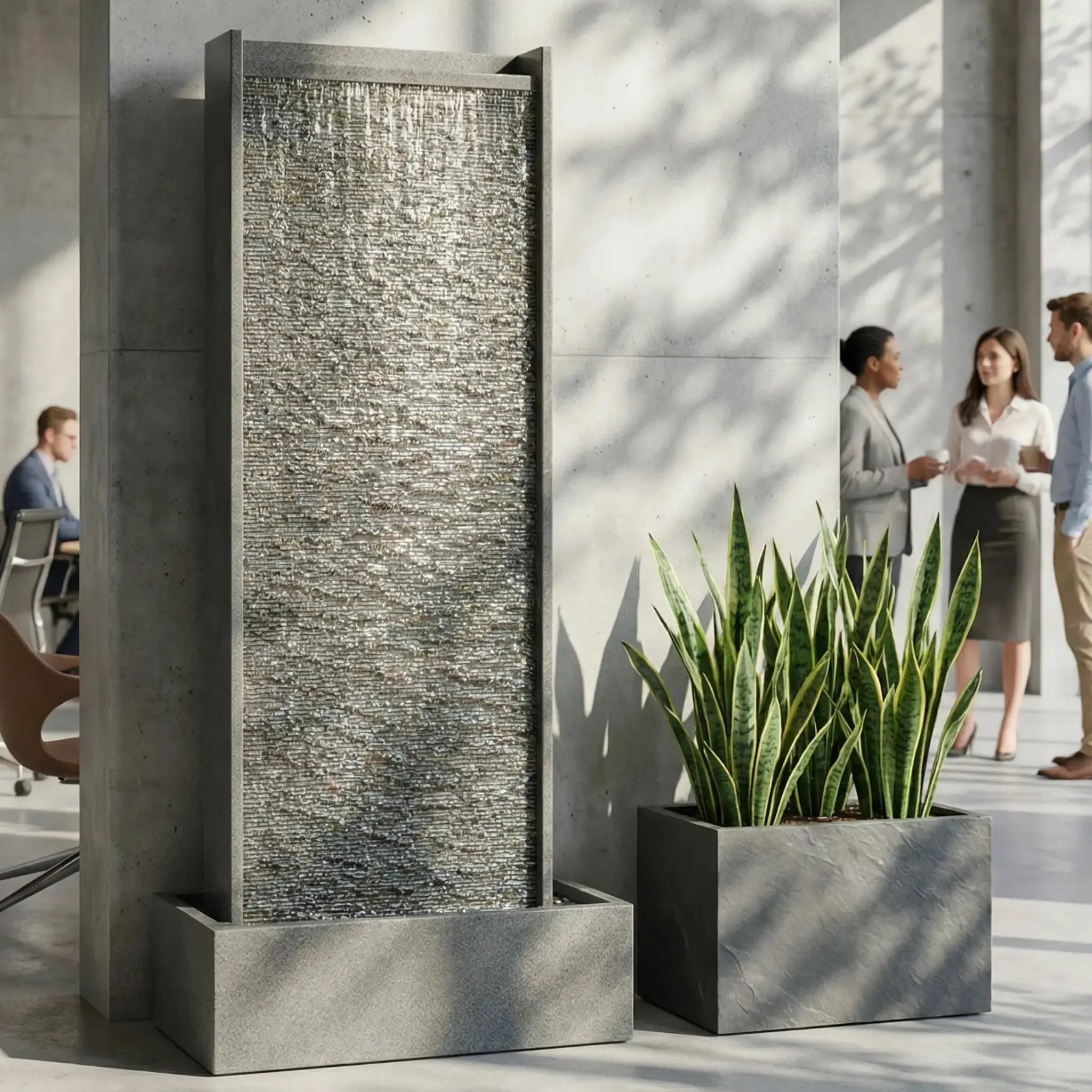 HARMONY – grosse Premium Wasserwand Granitstein, Indoor/Outdoor, 60×40×180 cm - CLIMAQUA