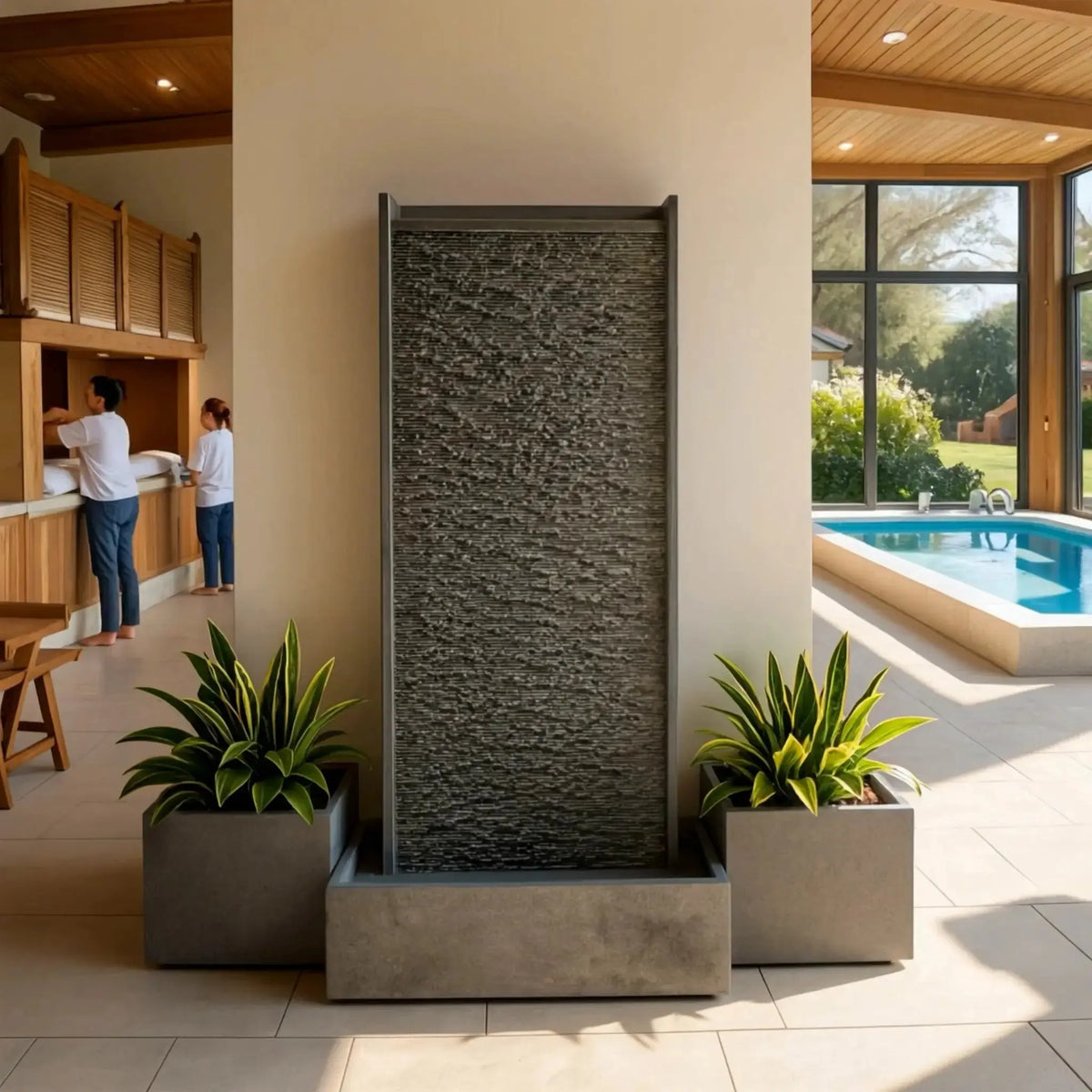HARMONY – grosse Premium Wasserwand Granitstein, Indoor/Outdoor, 60×40×180 cm - CLIMAQUA (KI-Inhalte)