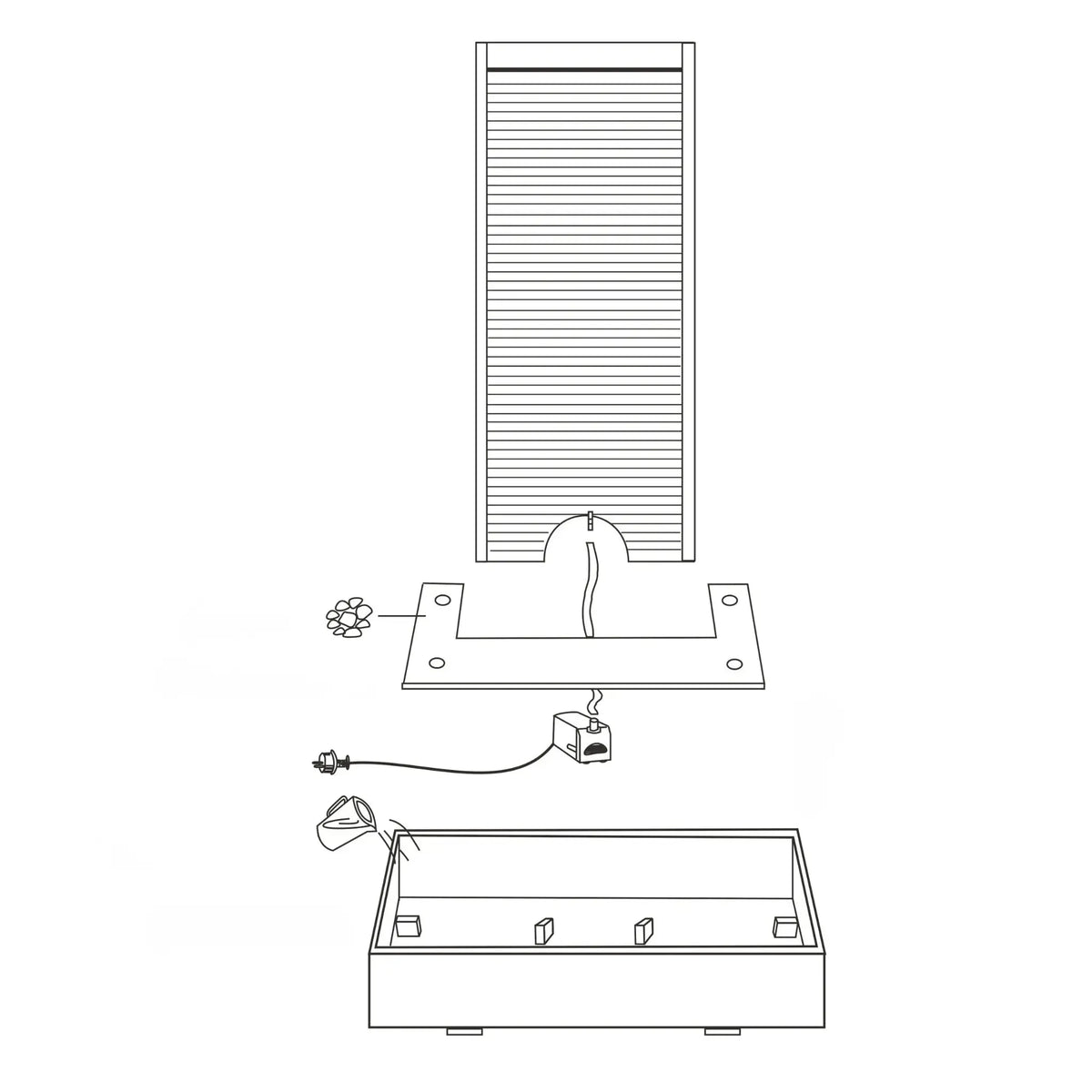HARMONY – grosse Premium Wasserwand Granitstein, Indoor/Outdoor, 60×40×180 cm - CLIMAQUA