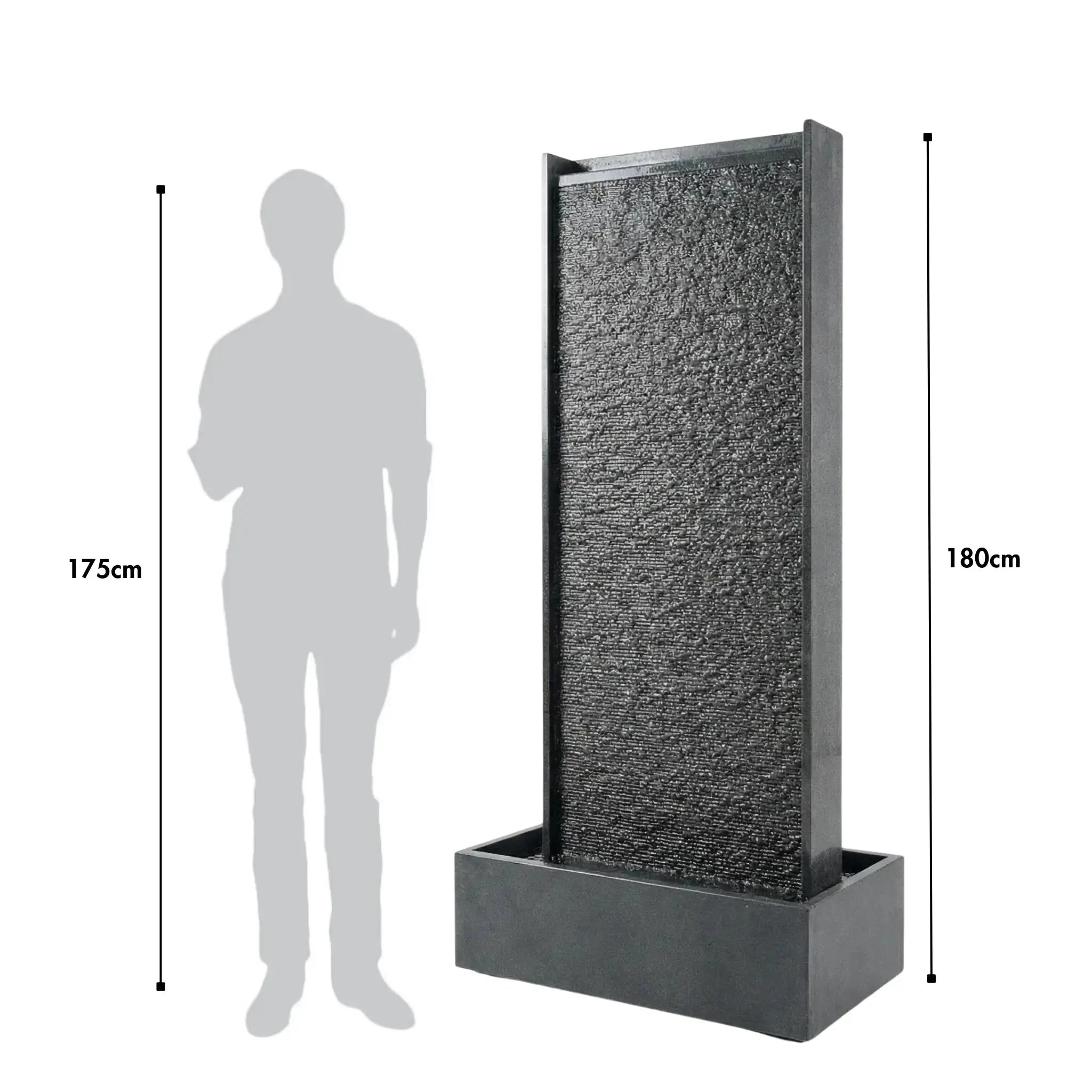 HARMONY – grosse Premium Wasserwand Granitstein, Indoor/Outdoor, 60×40×180 cm - CLIMAQUA