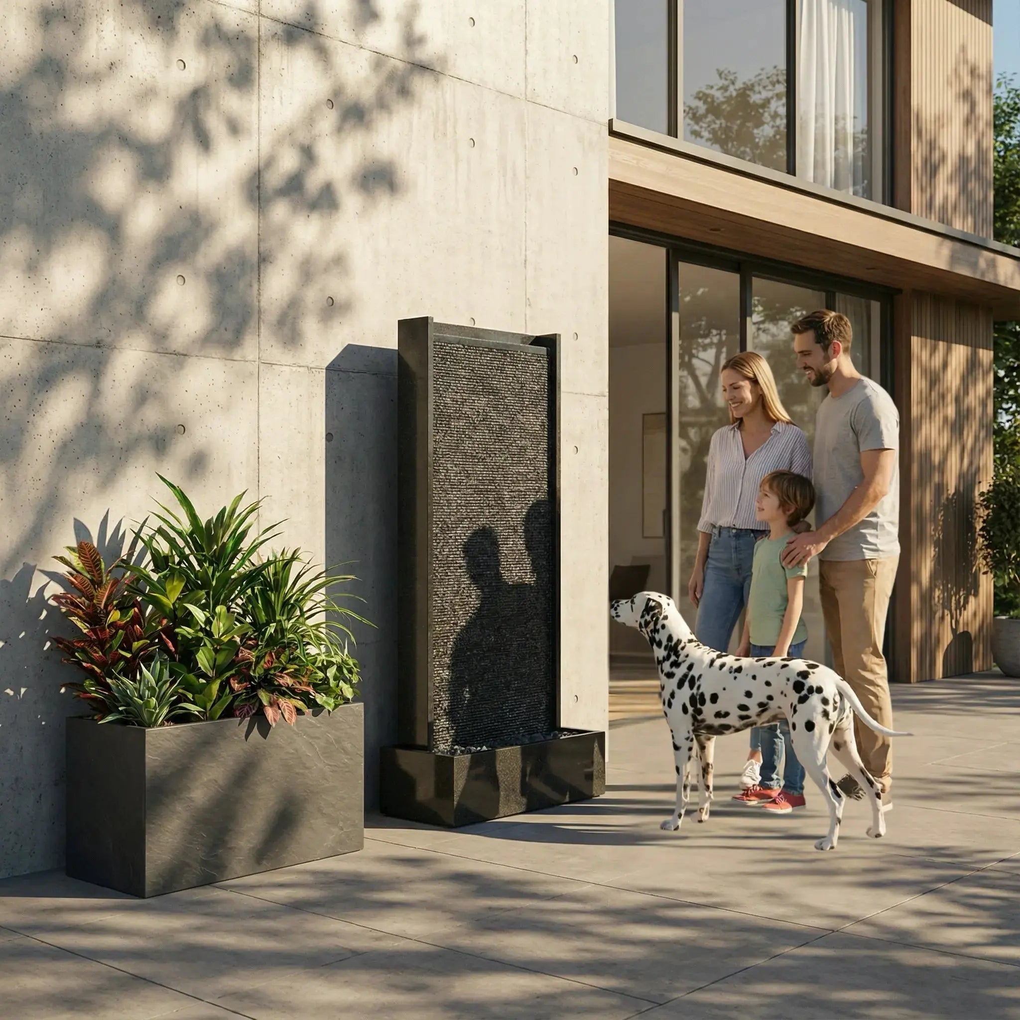 HARMONY – grosse Premium Wasserwand Granitstein, Indoor/Outdoor, 60×40×180 cm - CLIMAQUA