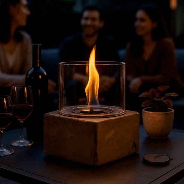 KLARA M RUSTY – Rustikales Tischfeuer aus Schiefer - CLIMAQUA