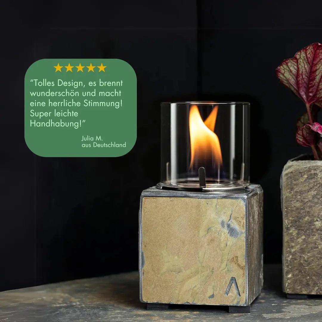 KLARA S RUSTY – Ethanol Tischkamin klein Schiefer - CLIMAQUA
