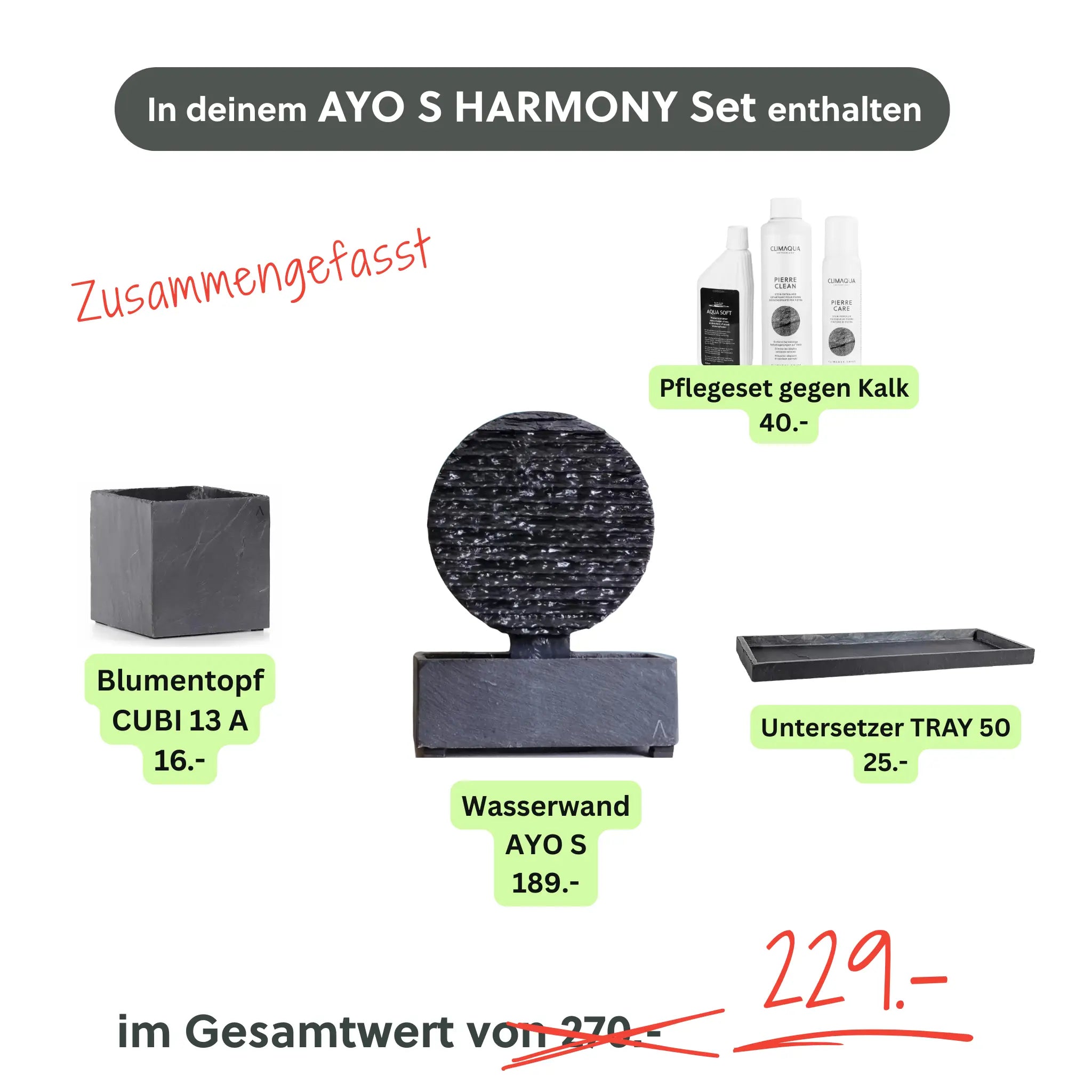 Kleiner Zimmerbrunnen AYO S HARMONY Set - CLIMAQUA