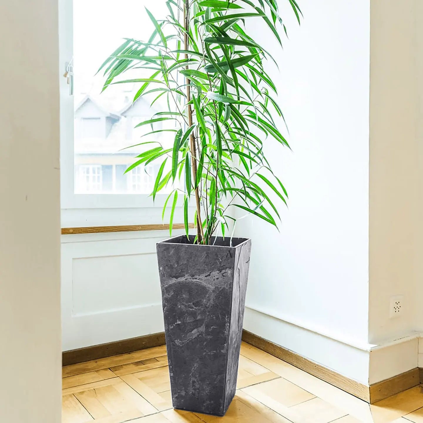 Konischer Übertopf 31 cm Schiefer STILO 31 Anthracite - CLIMAQUA