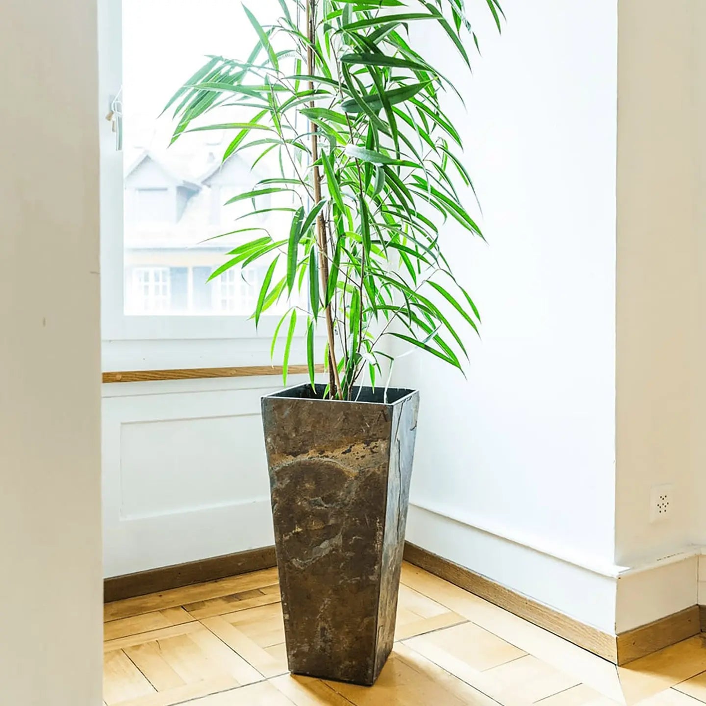 Konischer Übertopf 31 cm Schiefer  STILO 31 Rusty - CLIMAQUA