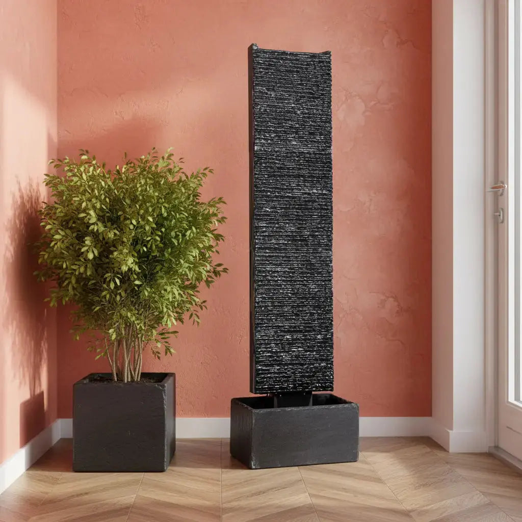 LIV L – Edle Wasserwand Schiefer Schwarz 130 cm - CLIMAQUA