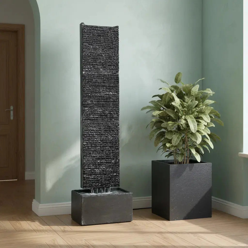 LIV L – Edle Wasserwand Schiefer Schwarz 130 cm - CLIMAQUA