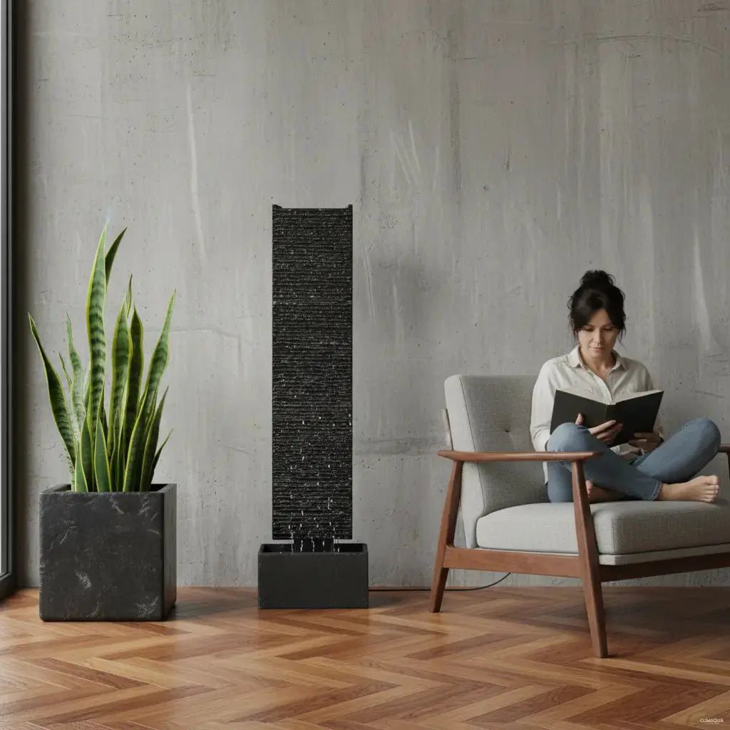 LIV L – Edle Wasserwand Schiefer Schwarz 130 cm - CLIMAQUA