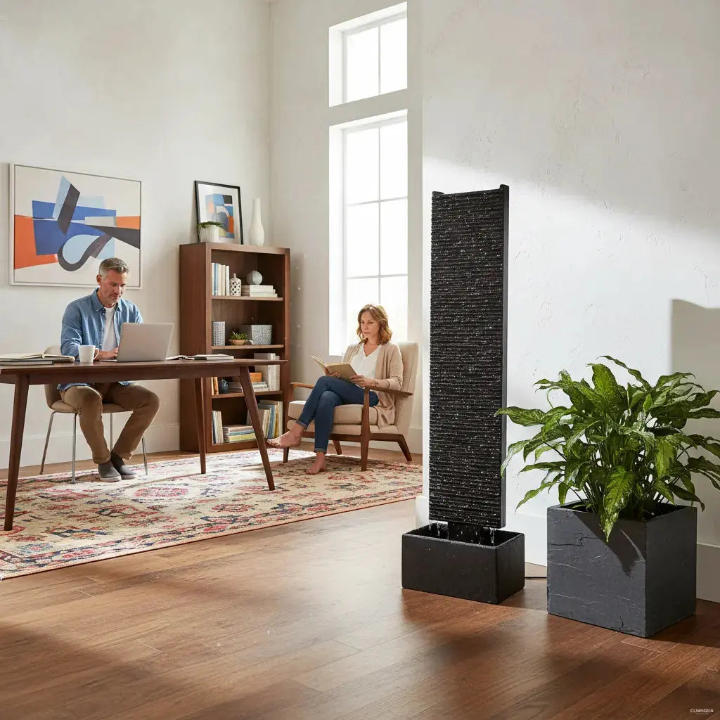 LIV L – Edle Wasserwand Schiefer Schwarz 130 cm - CLIMAQUA